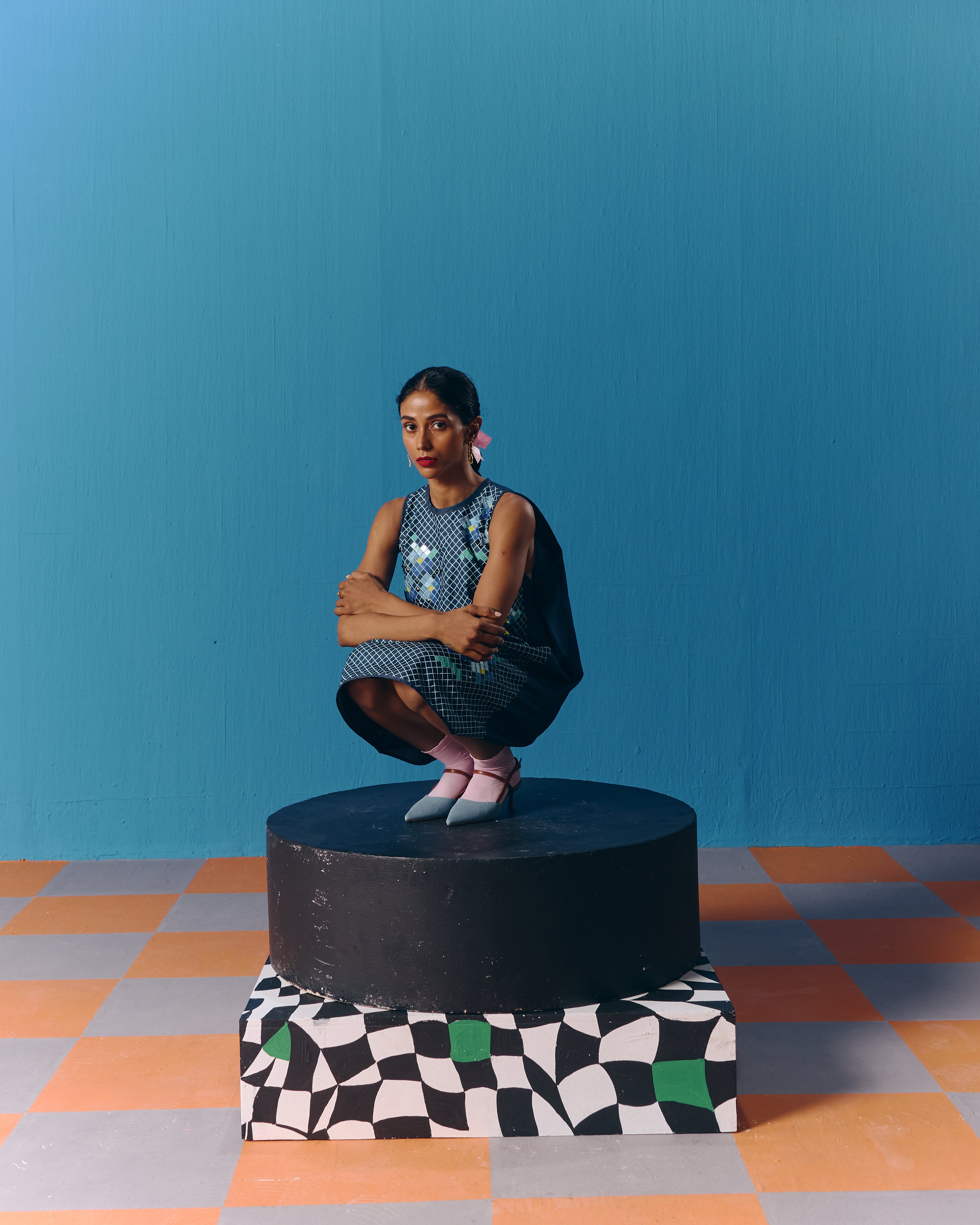 DIAGONAL DENIM DRESS