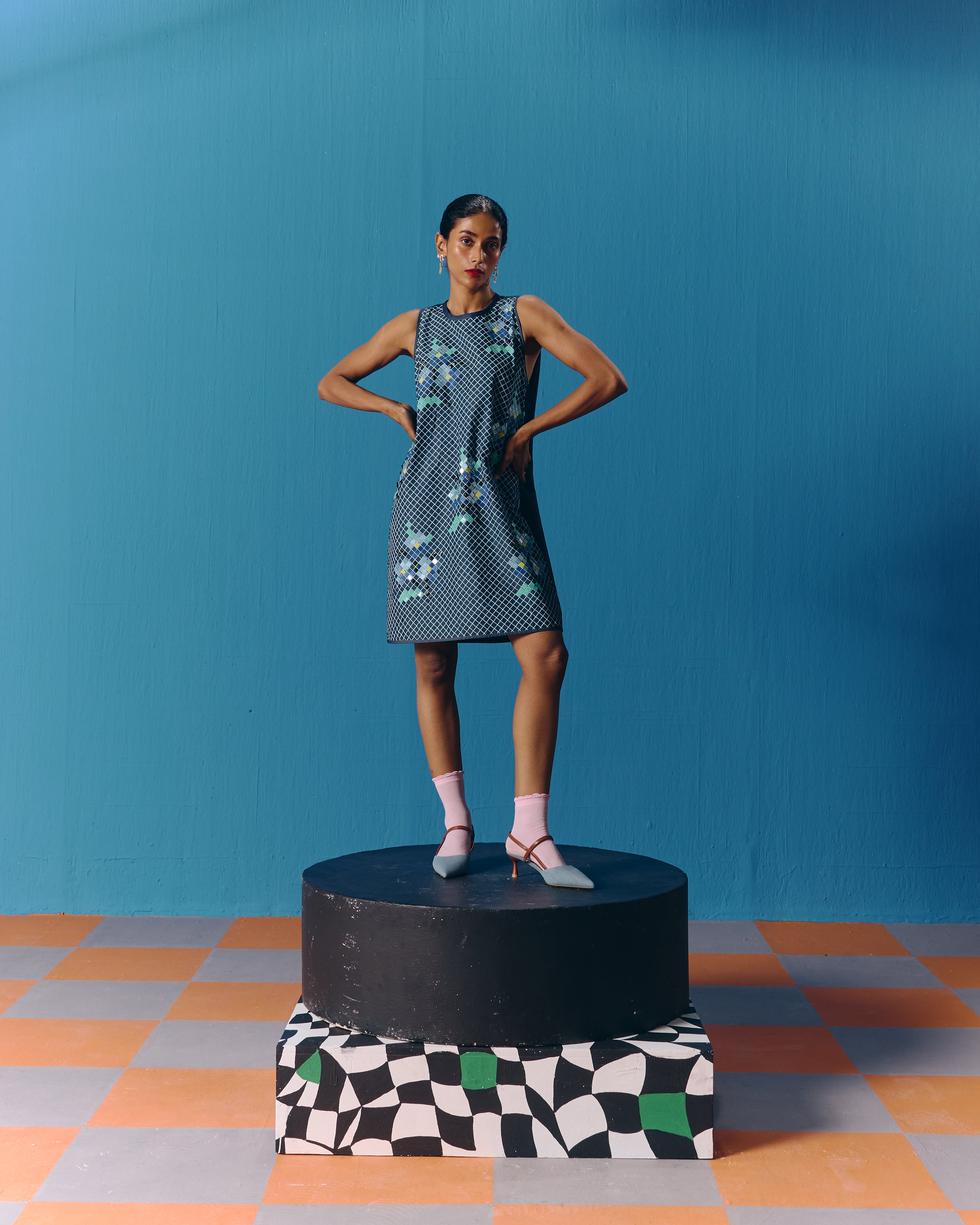 DIAGONAL DENIM DRESS