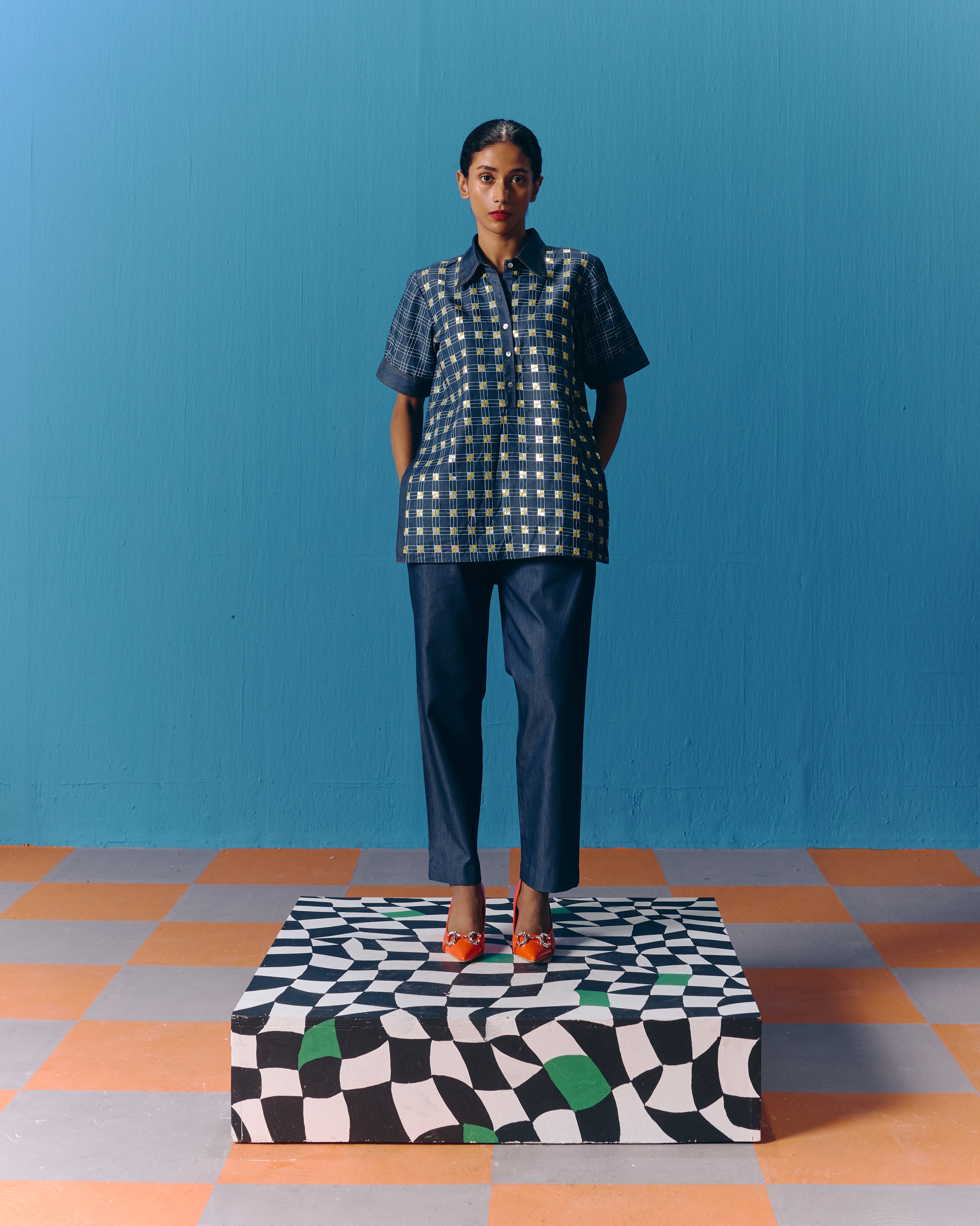 DENIM CHECK SHIRT