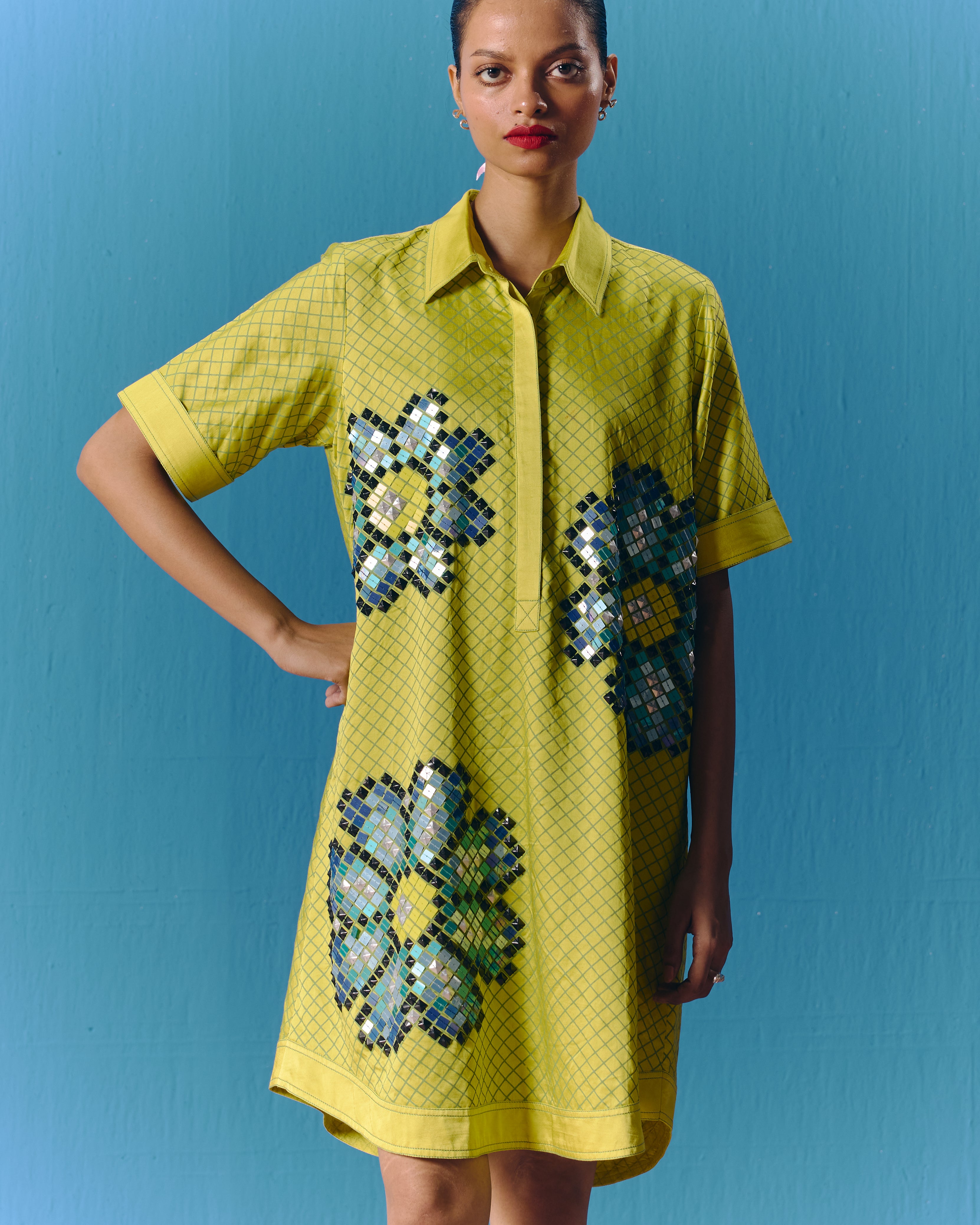 LIME SHIRT DRESS