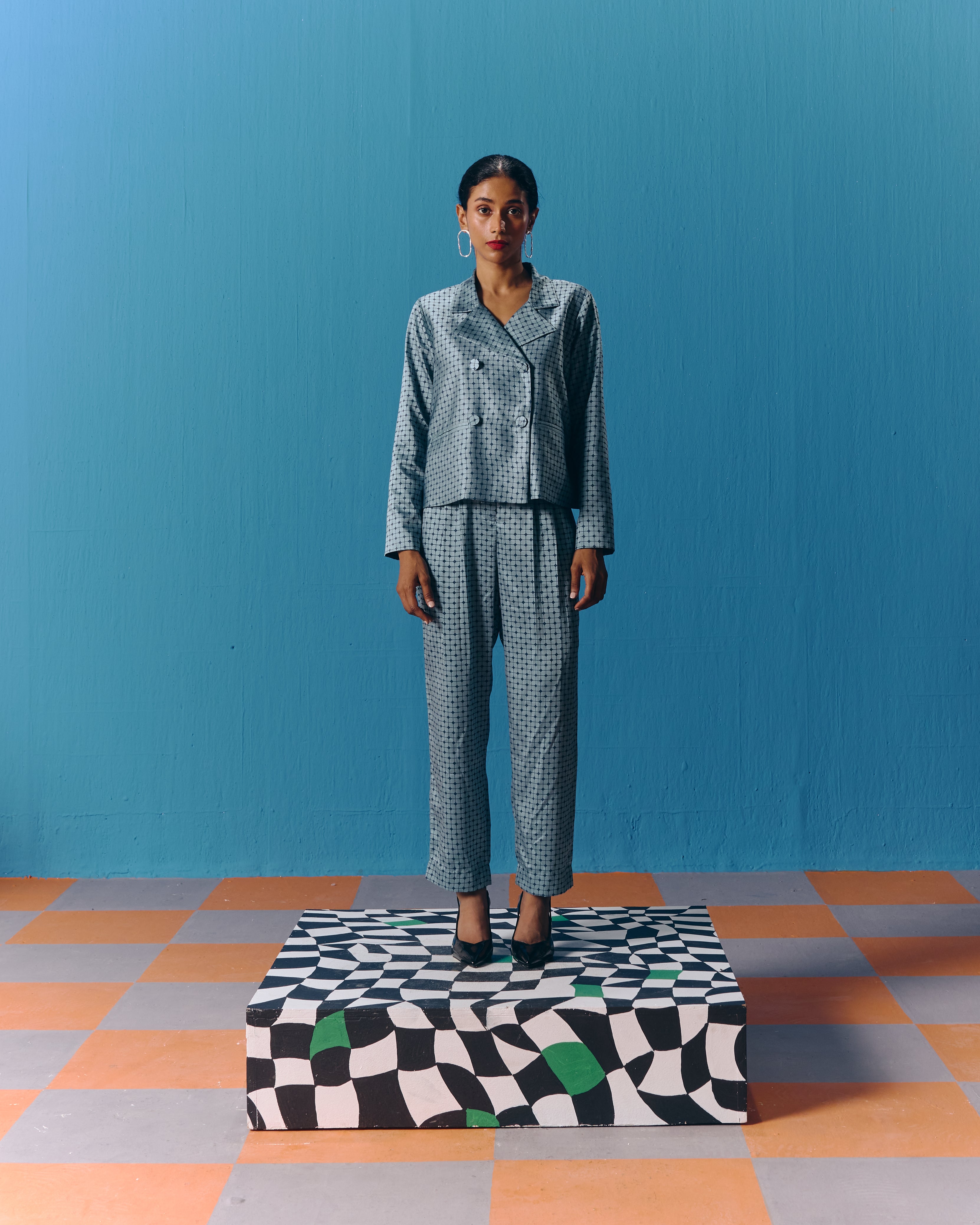 SKY DIAMOND BLAZER SET
