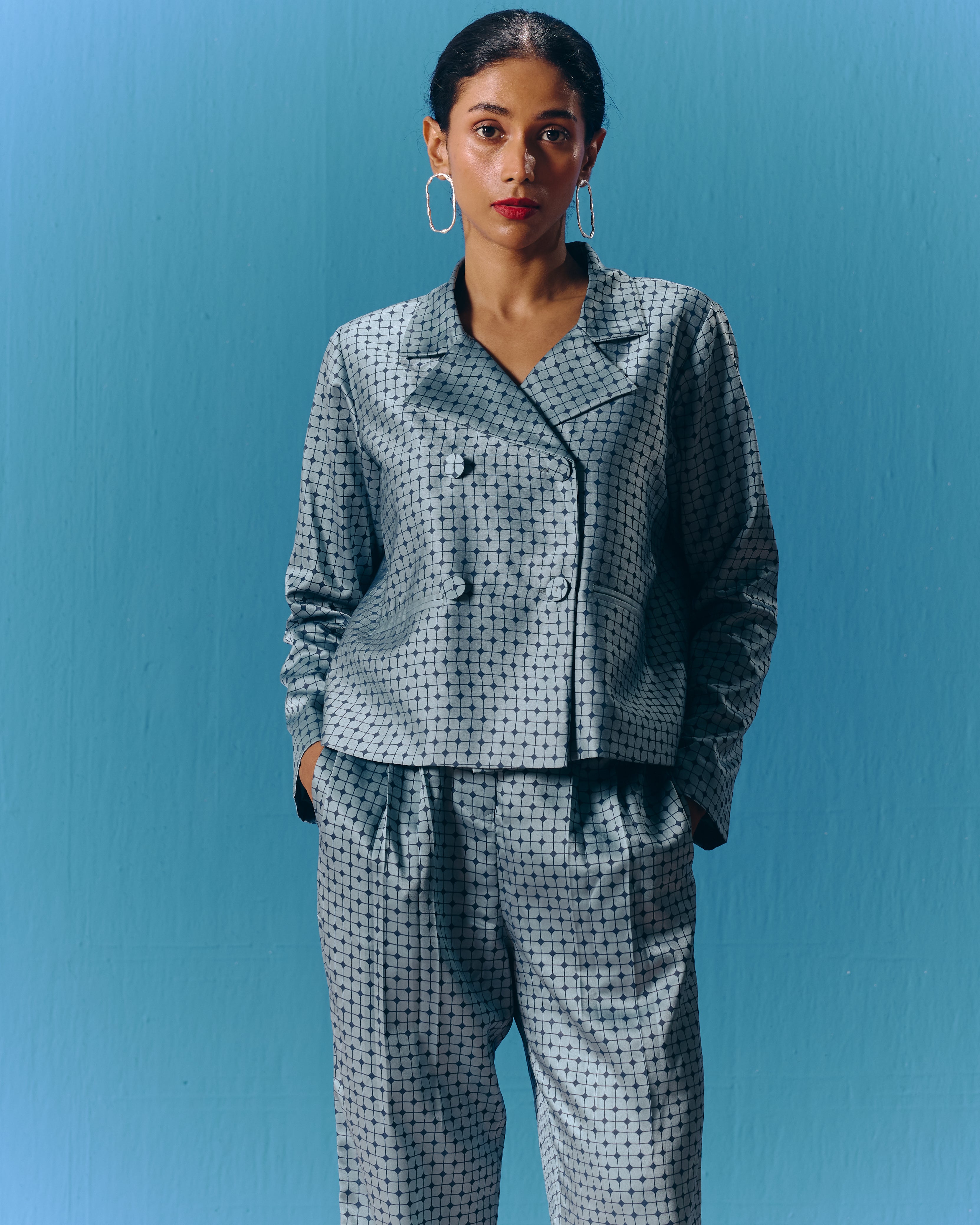 SKY DIAMOND BLAZER SET