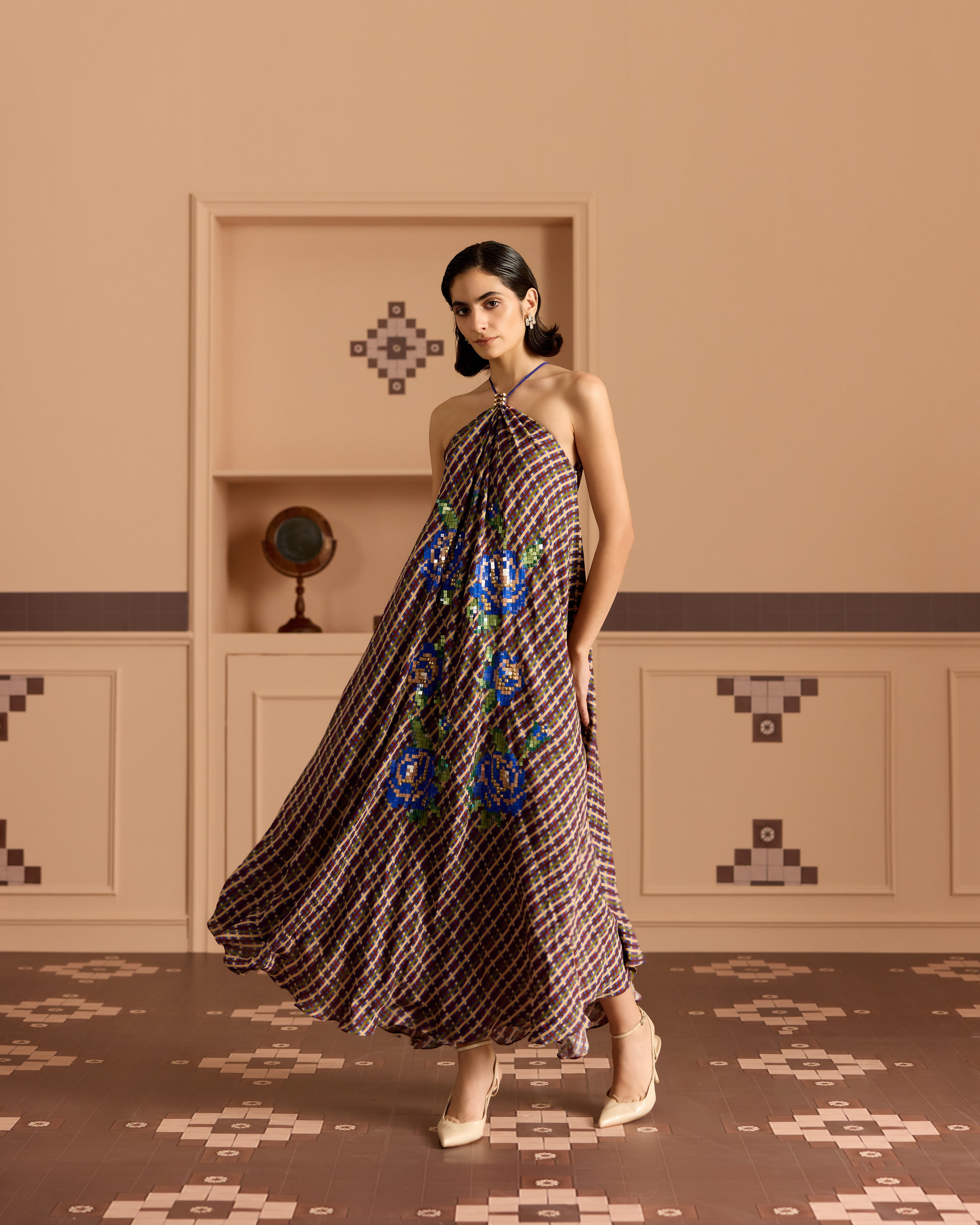 Blue Haulter Dress