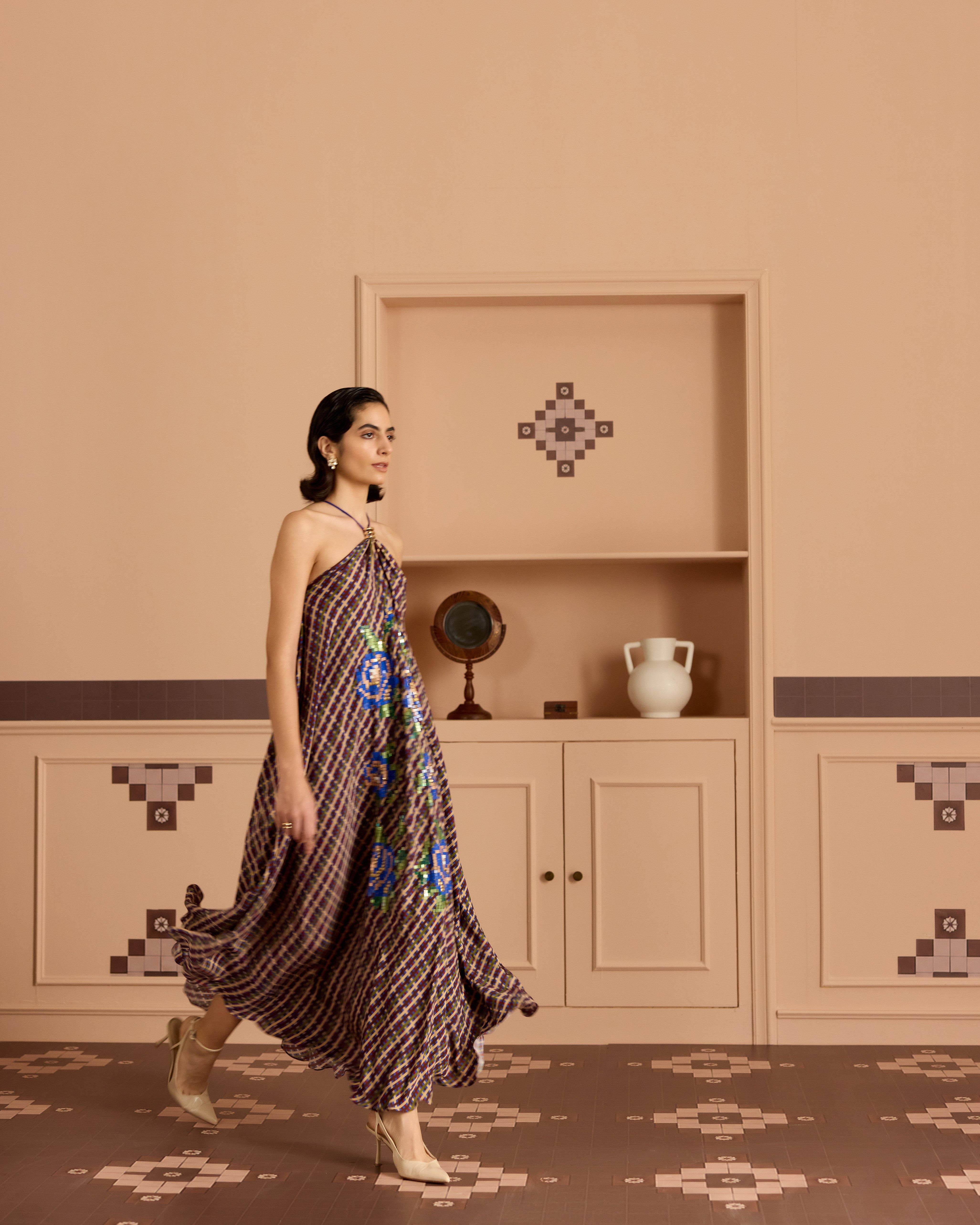 Blue Haulter Dress