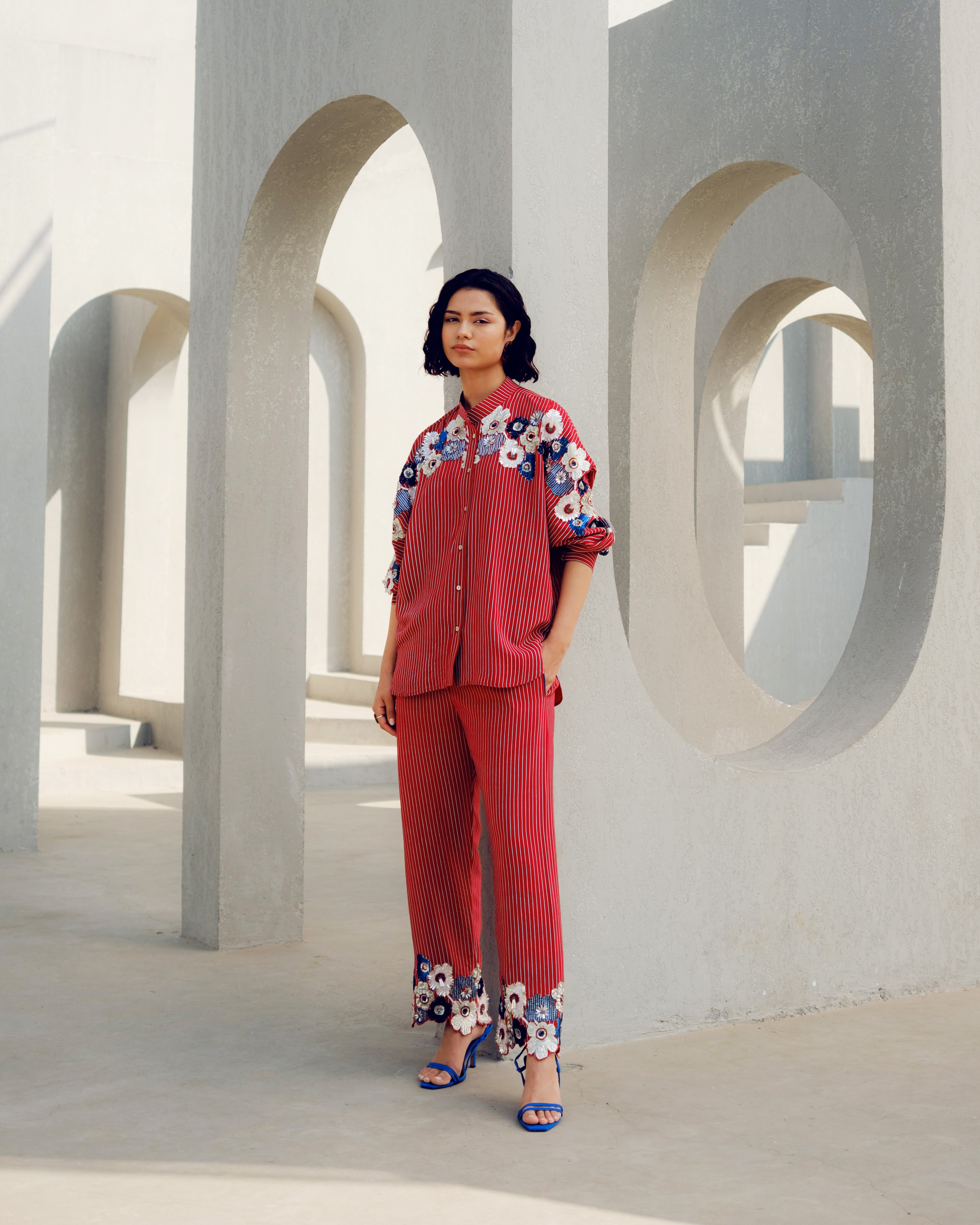 RED CHLOE KIMONO SHIRT