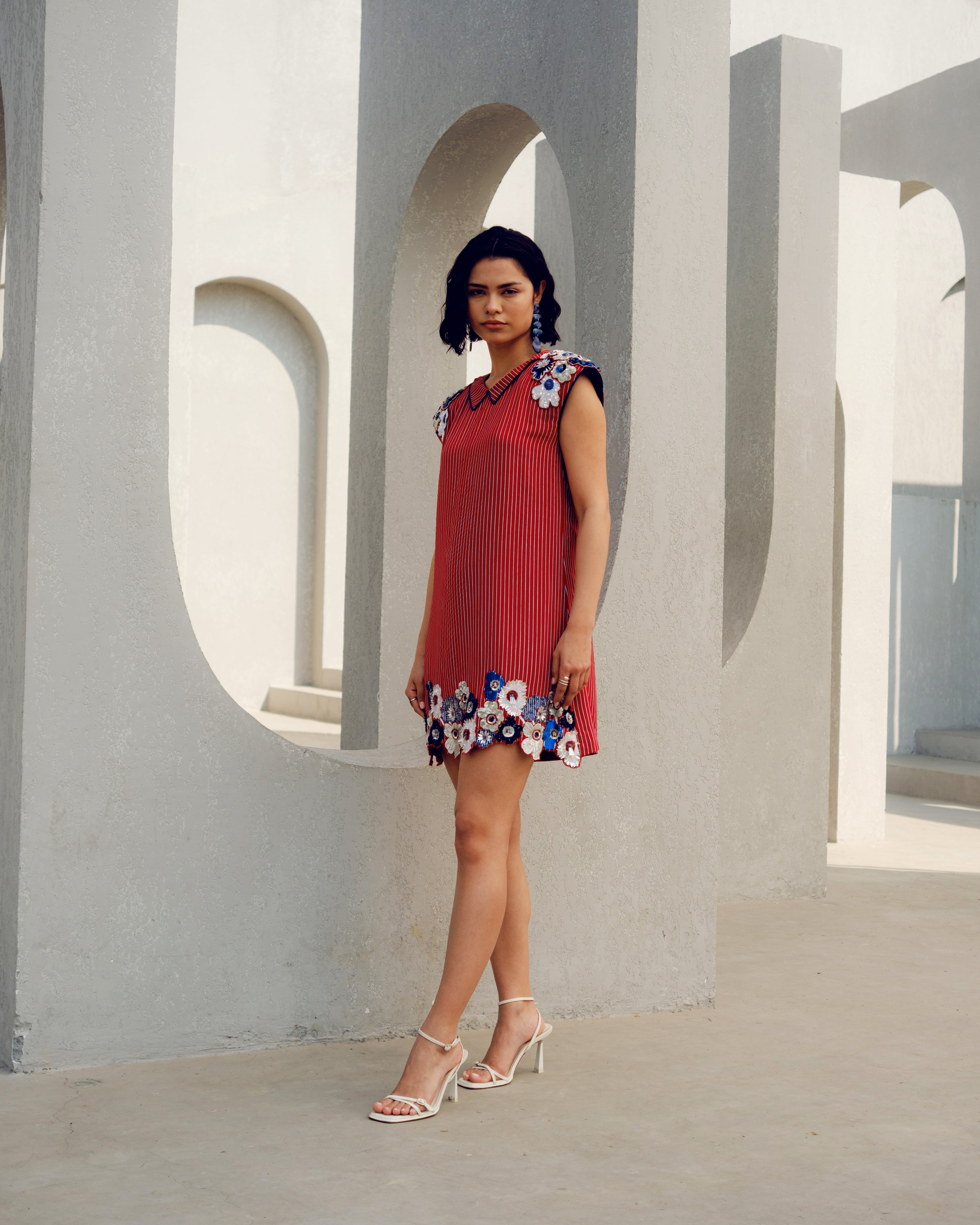 RED CAROLINE POWER DRESS