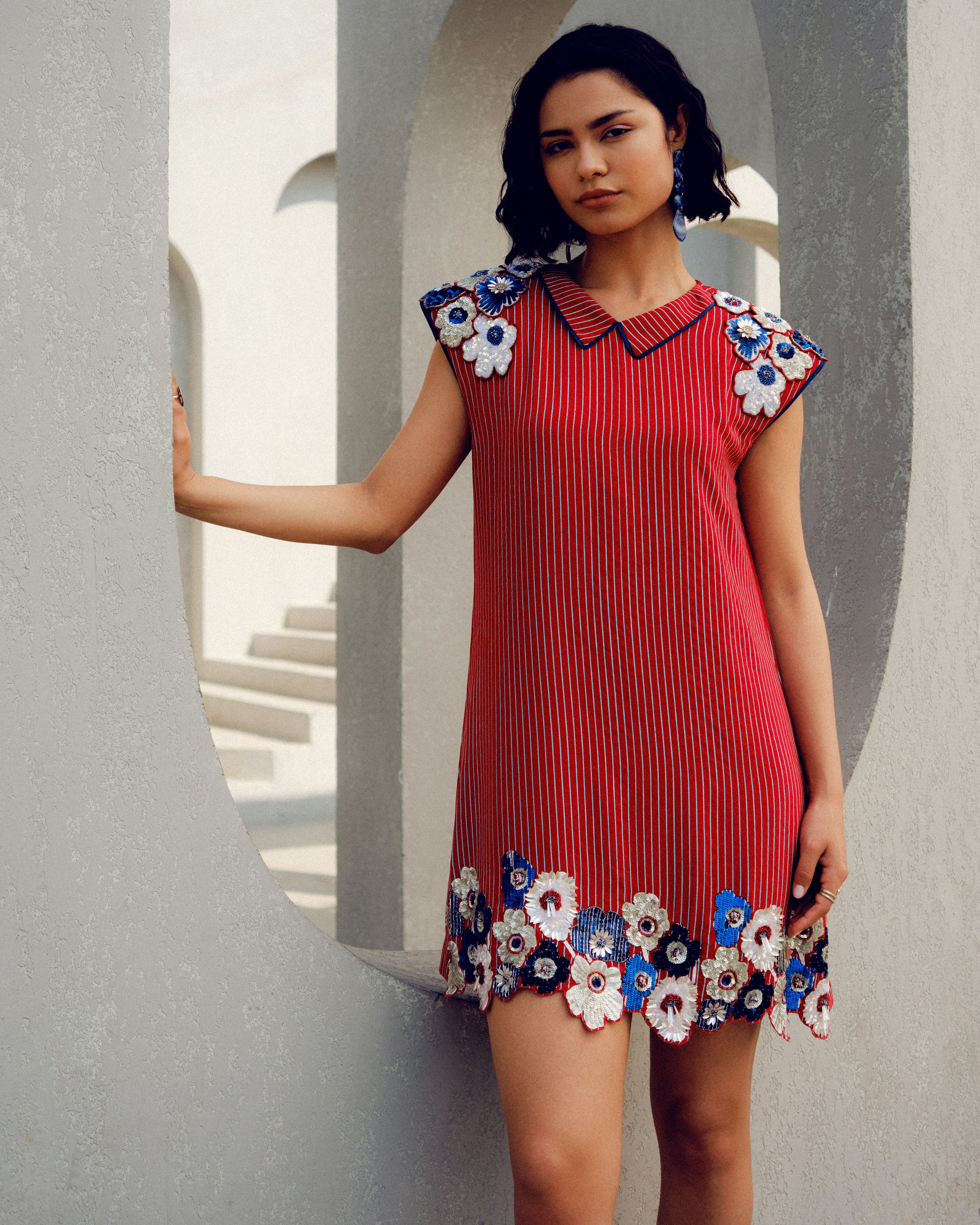 RED CAROLINE POWER DRESS