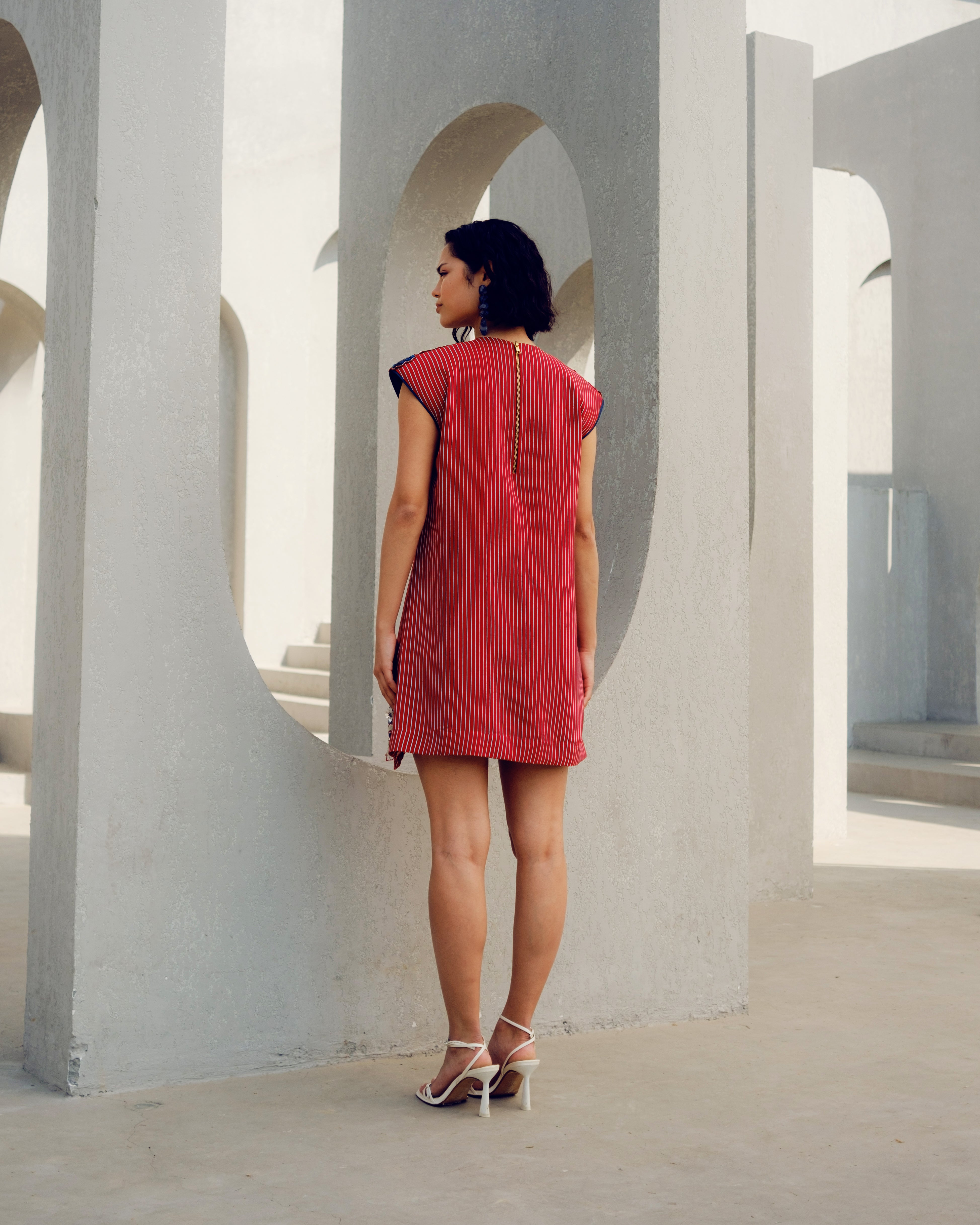 RED CAROLINE POWER DRESS
