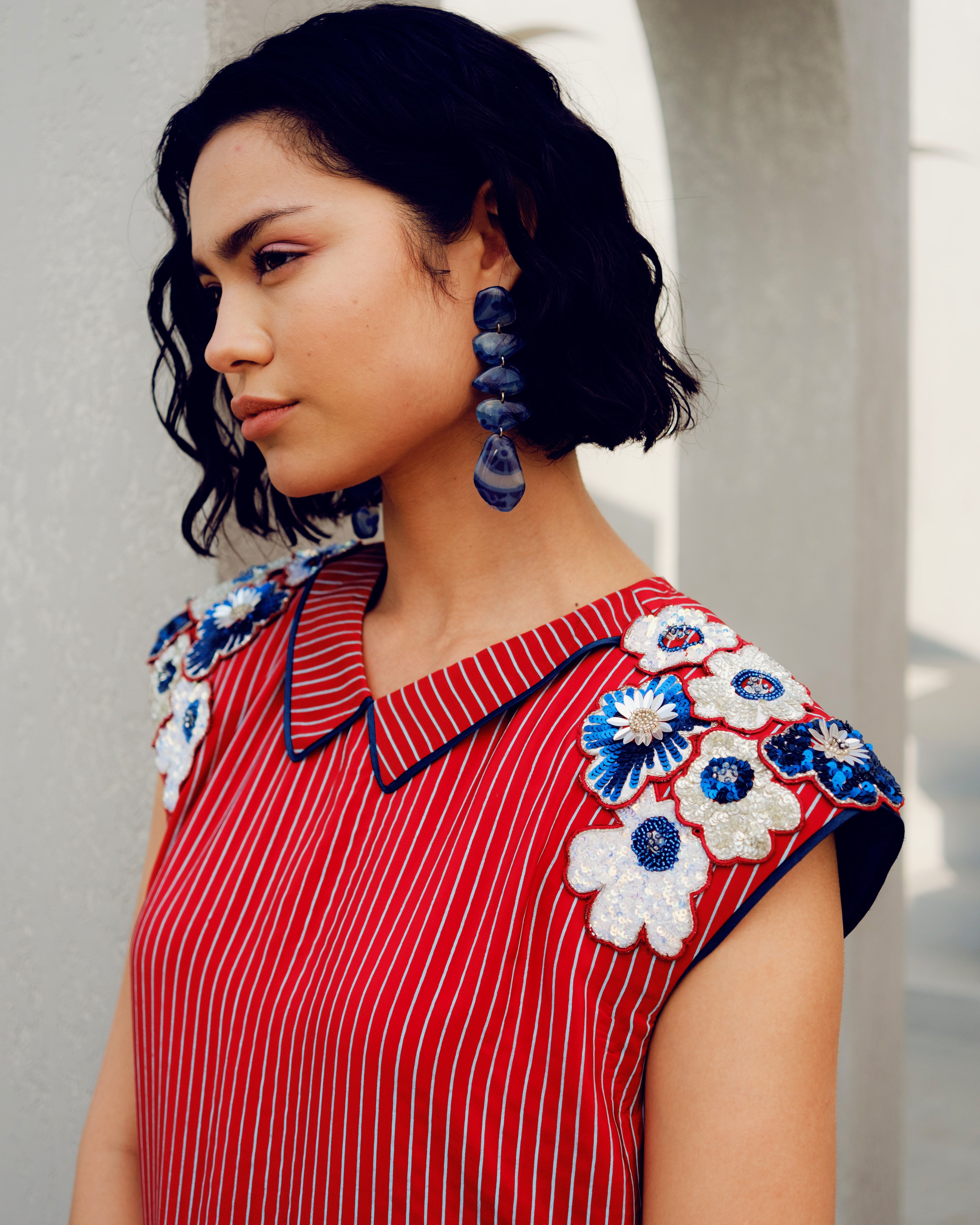 RED CAROLINE POWER DRESS
