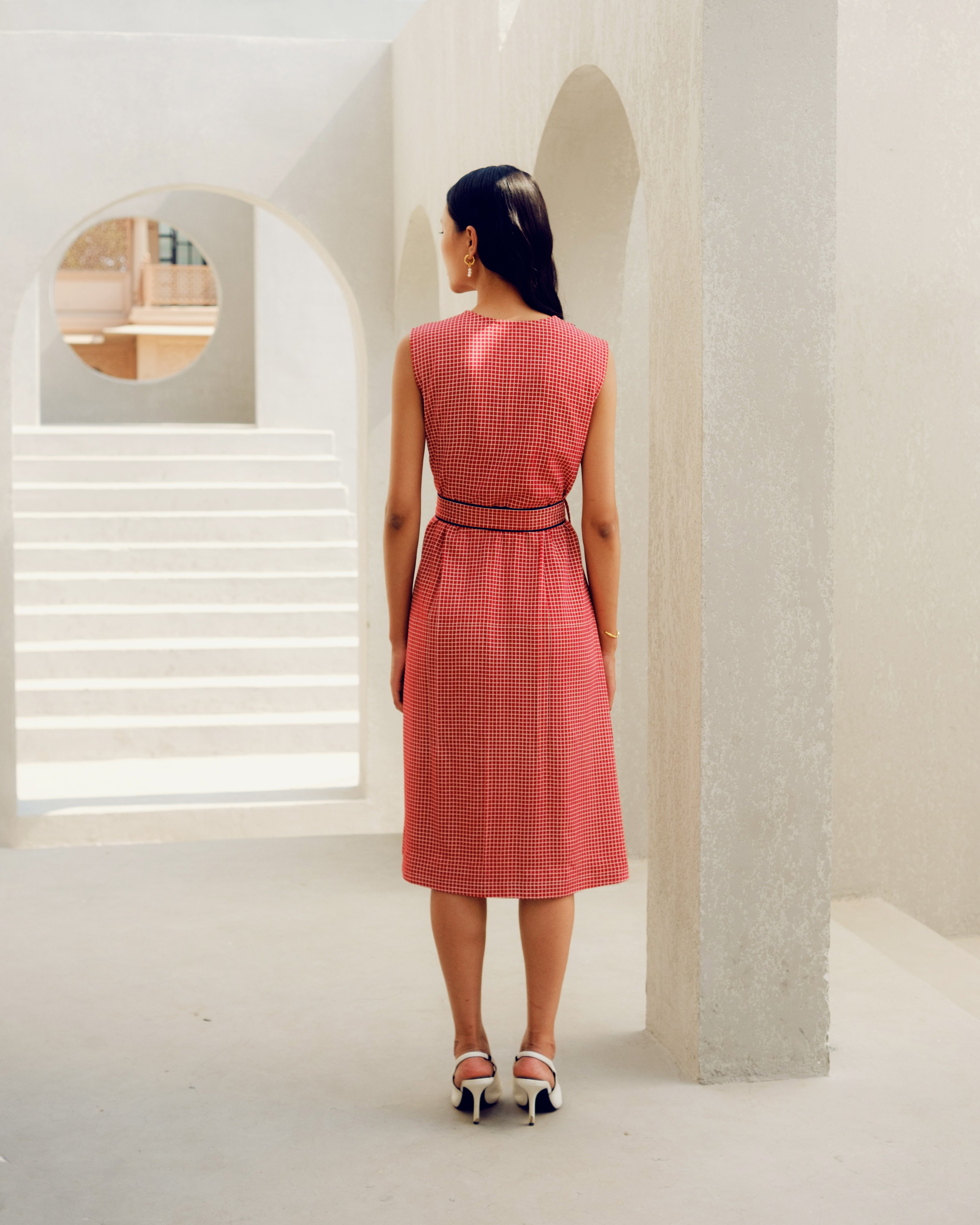 RED MINI CHECK DRESS
