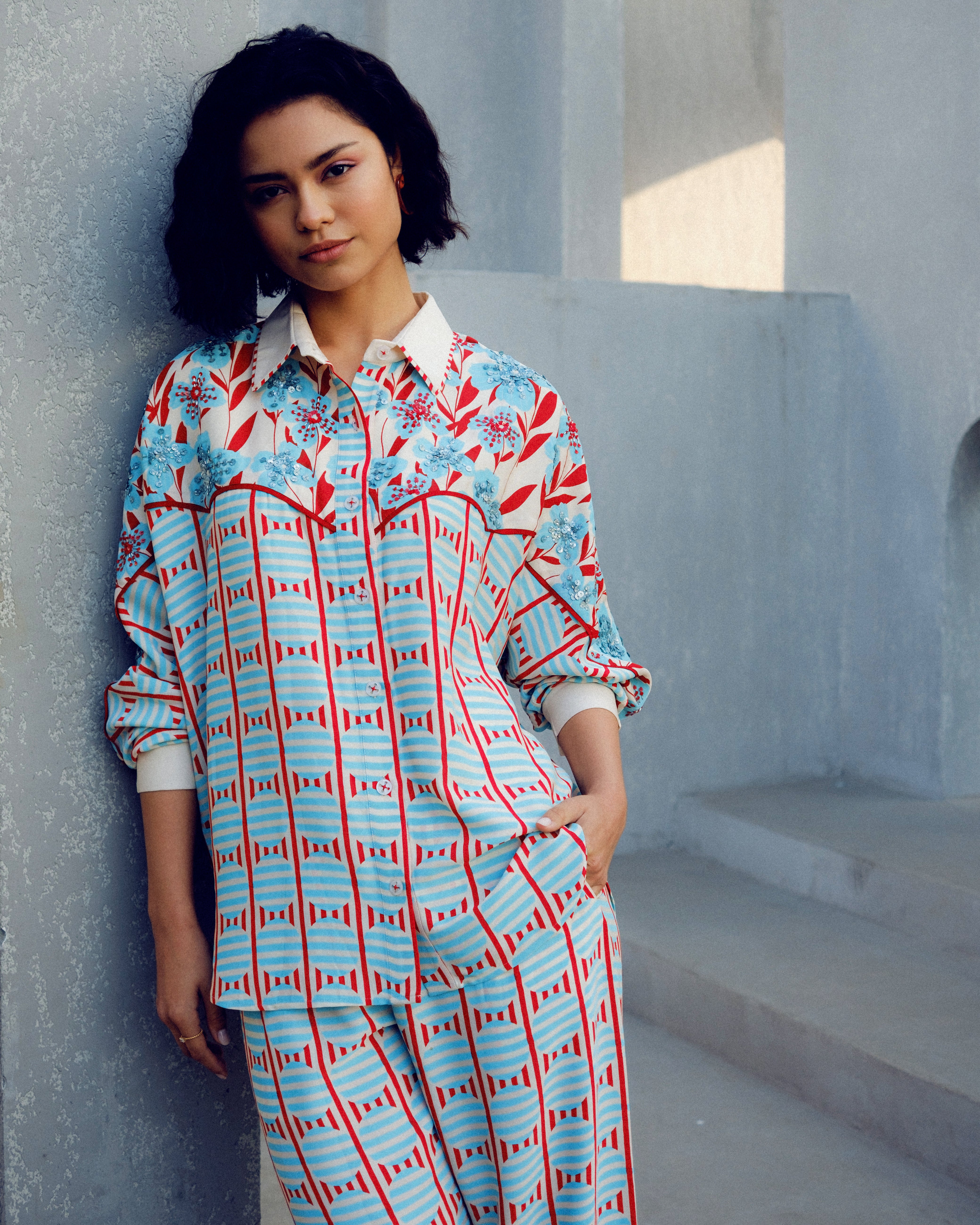 WHITE PRINT PLAY KIMONO