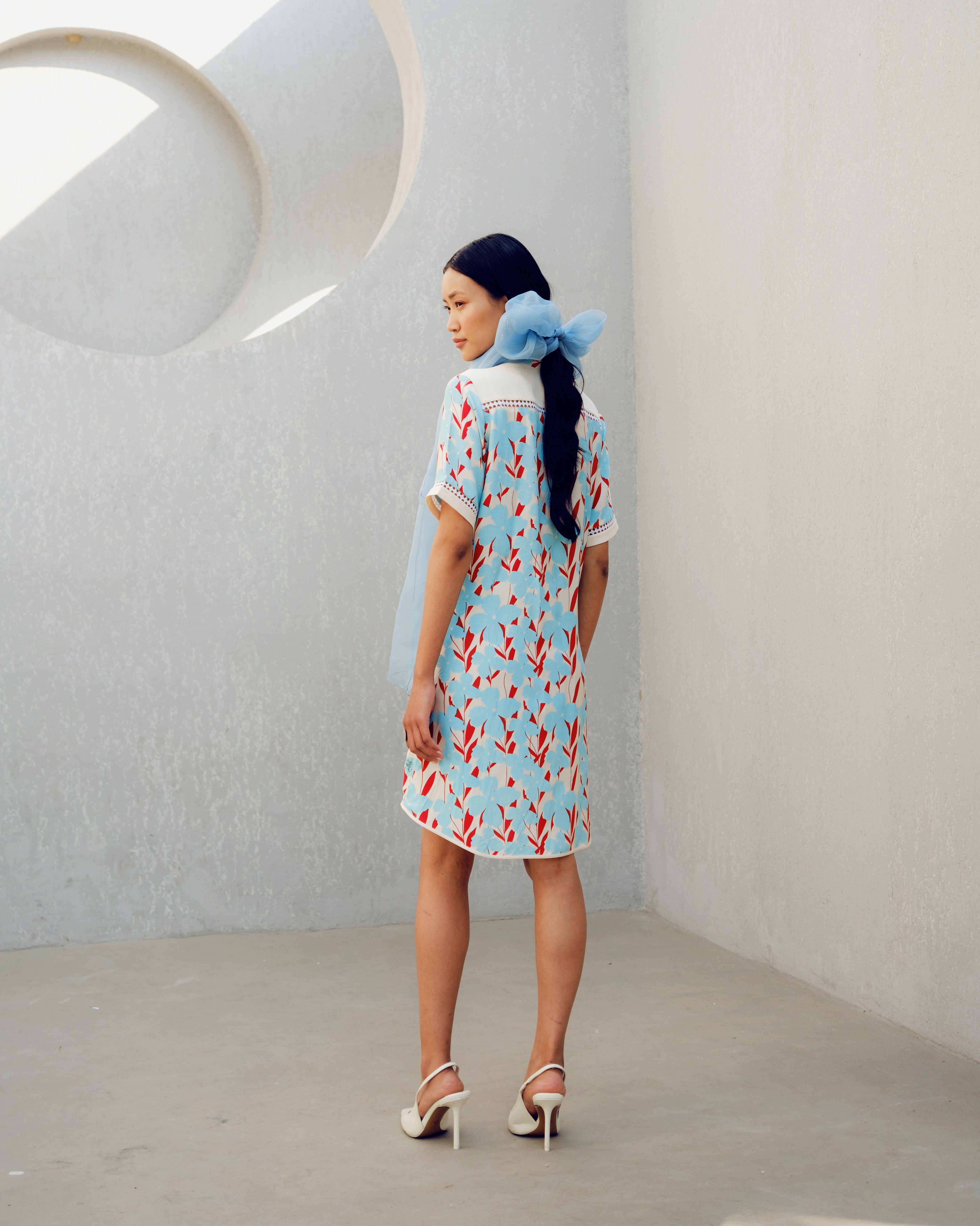 WHITE PRINT PLAY SHIRT DRESS