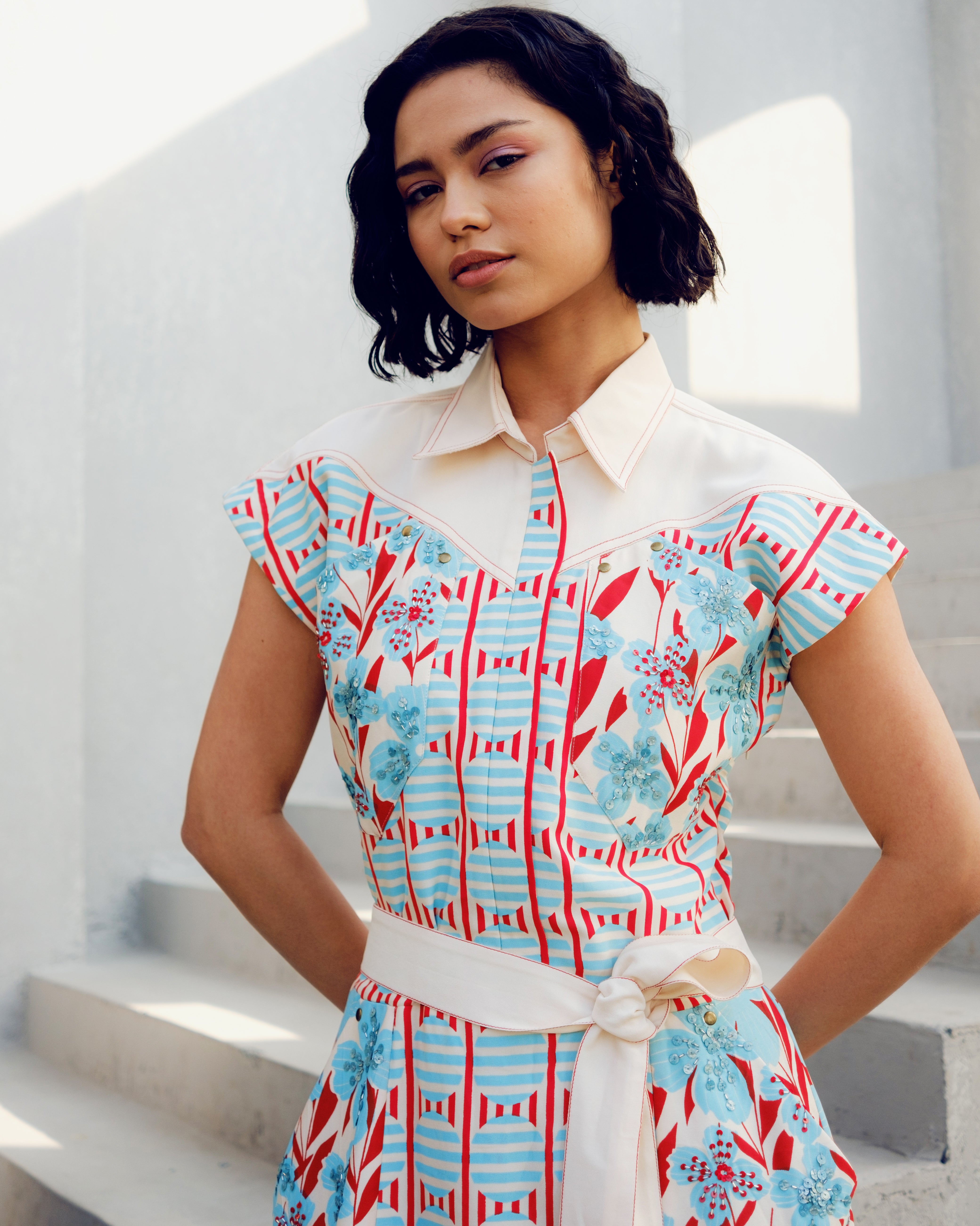 WHITE ORINTPLAY CARGO DRESS