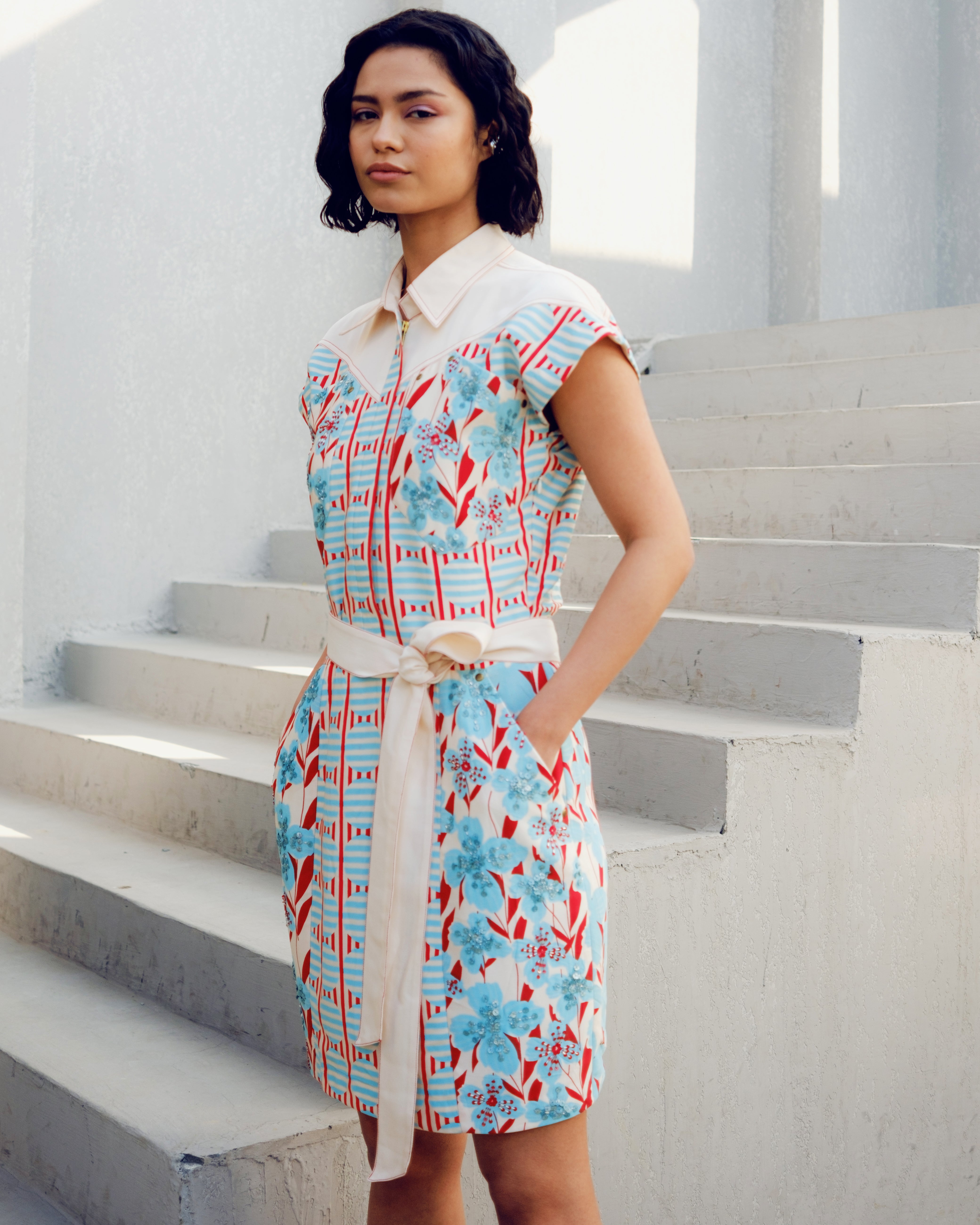 WHITE ORINTPLAY CARGO DRESS
