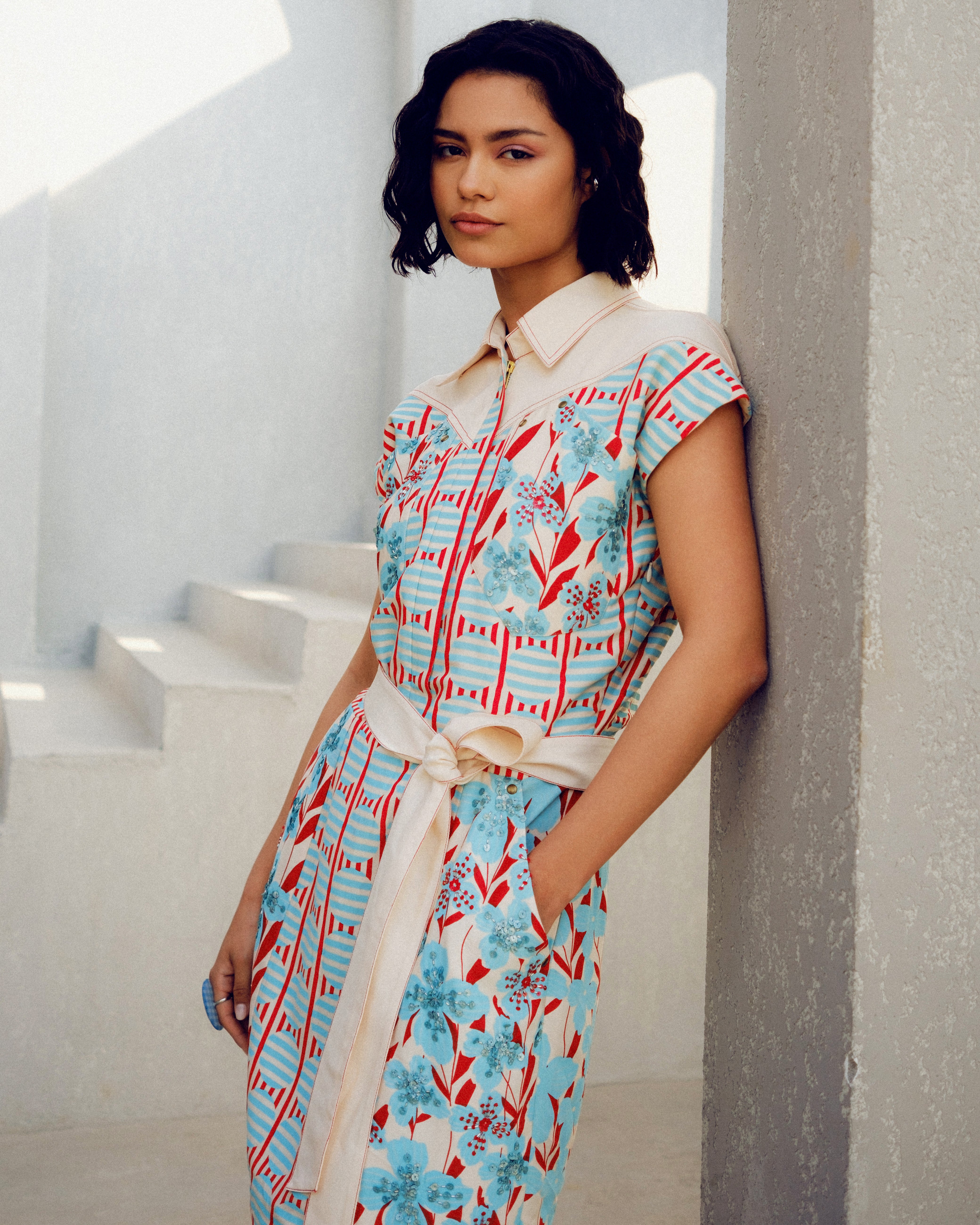 WHITE ORINTPLAY CARGO DRESS