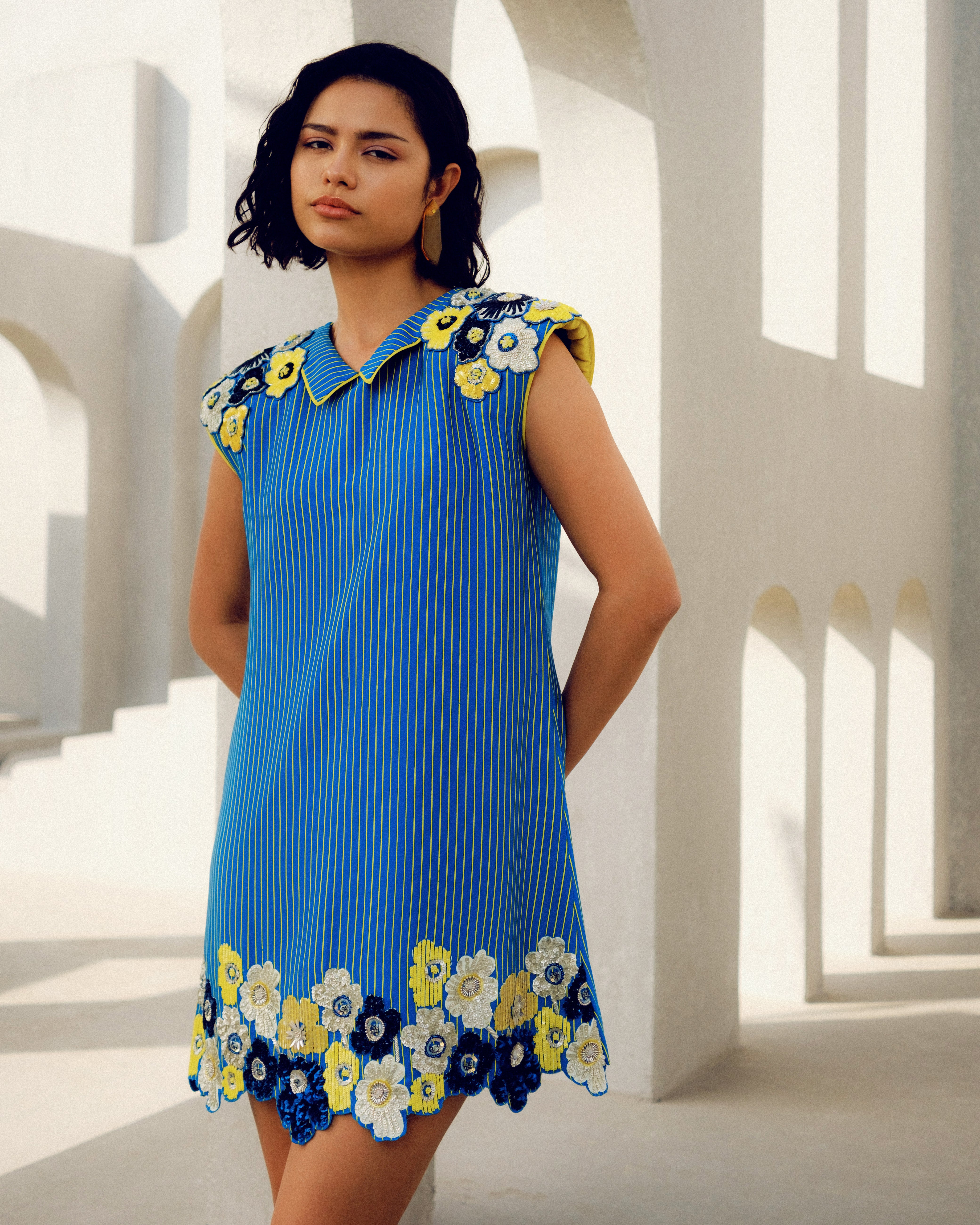 BLUE CAROLINE POWER DRESS