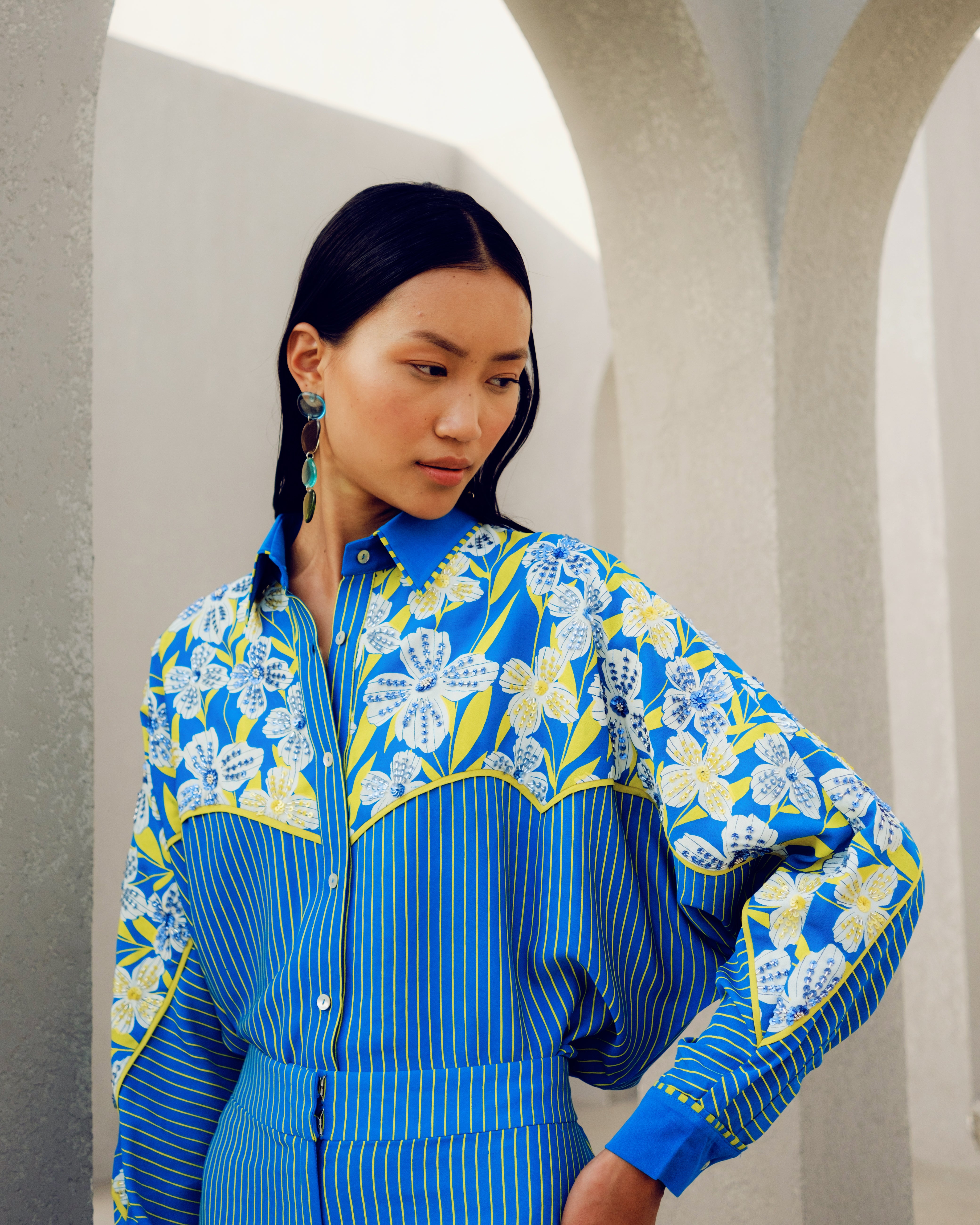 BLUE PRINT PLAY KIMONO SHIRT