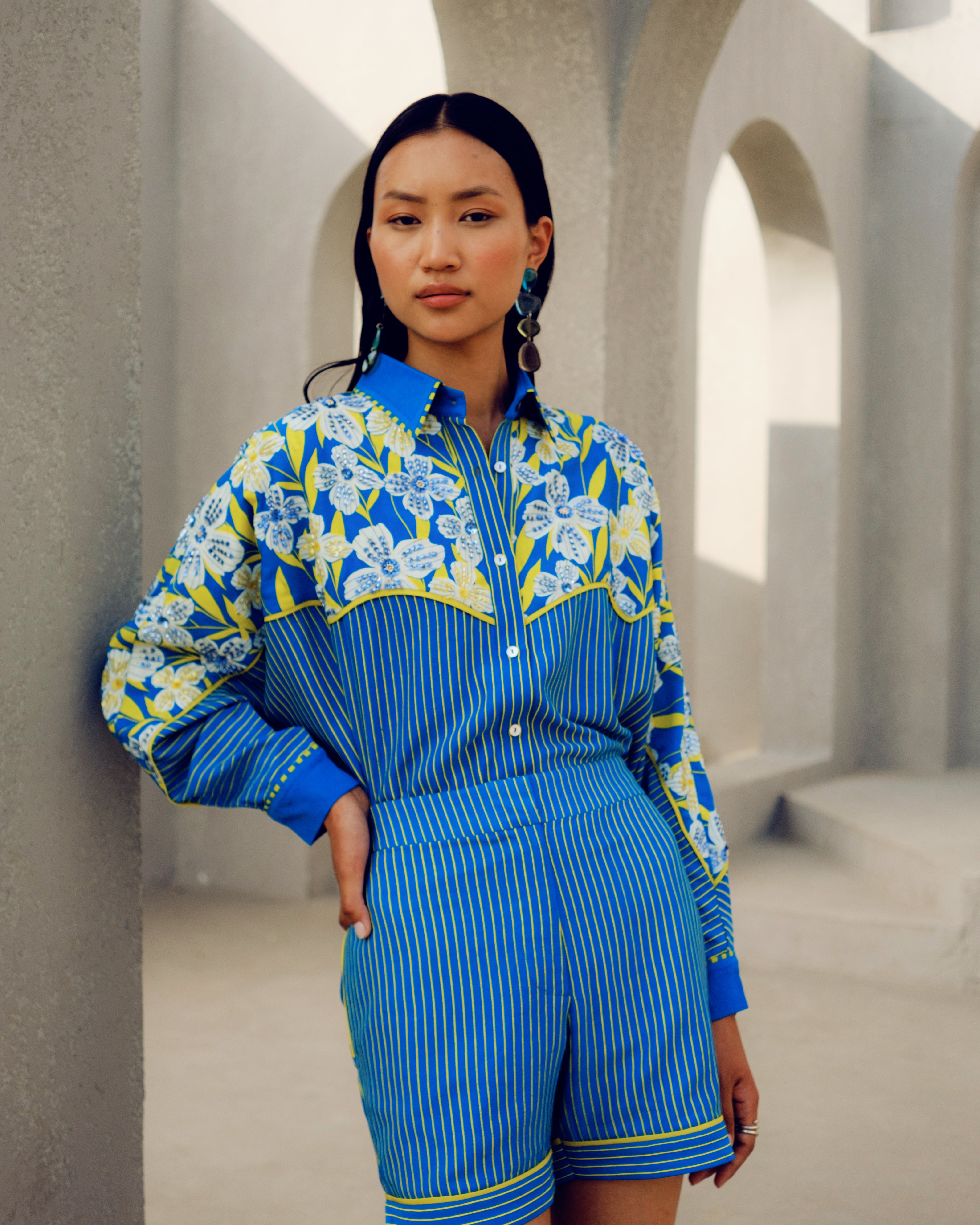 BLUE PRINT PLAY KIMONO SHIRT