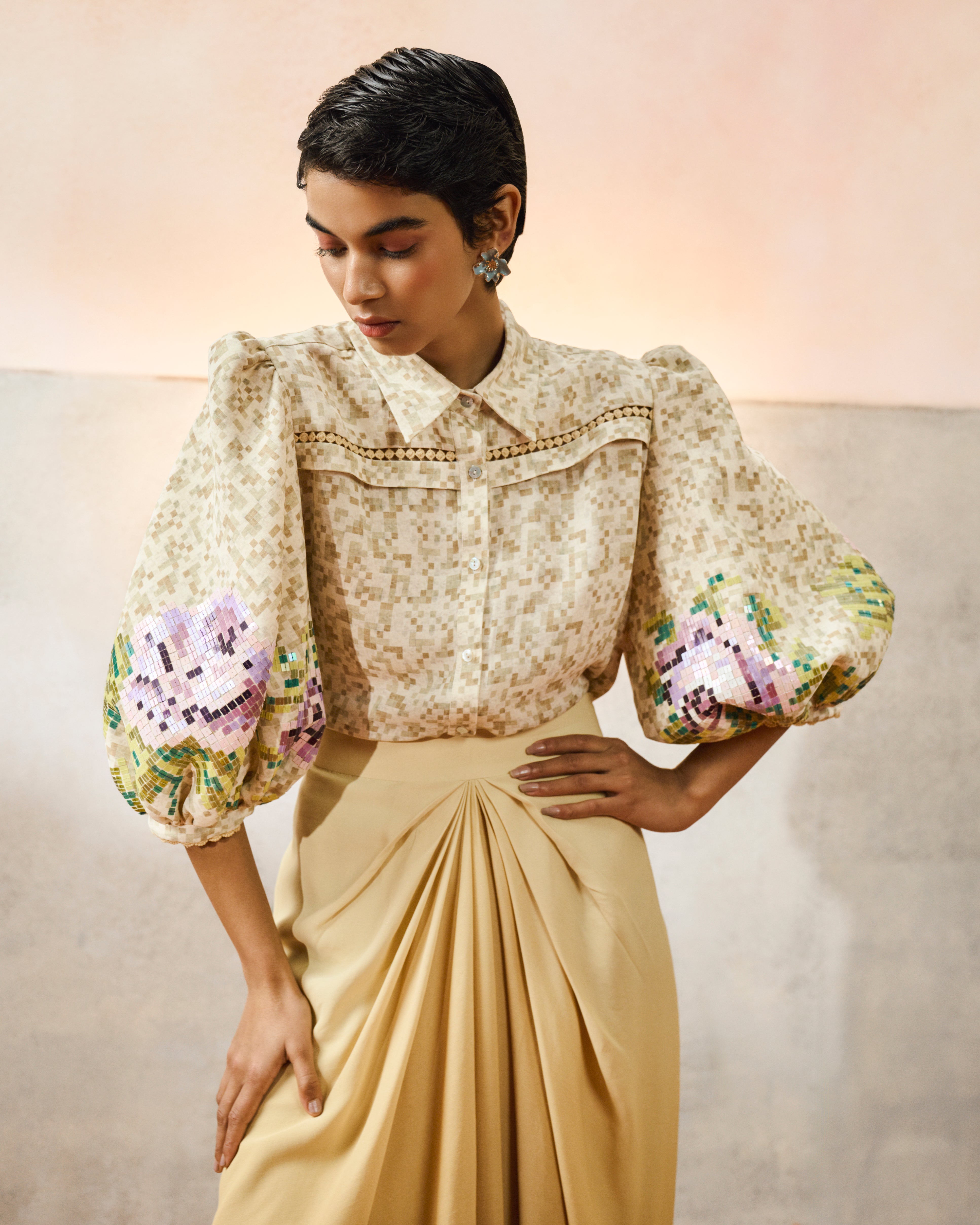 CAPRI BALLOON SHIRT BIEGE