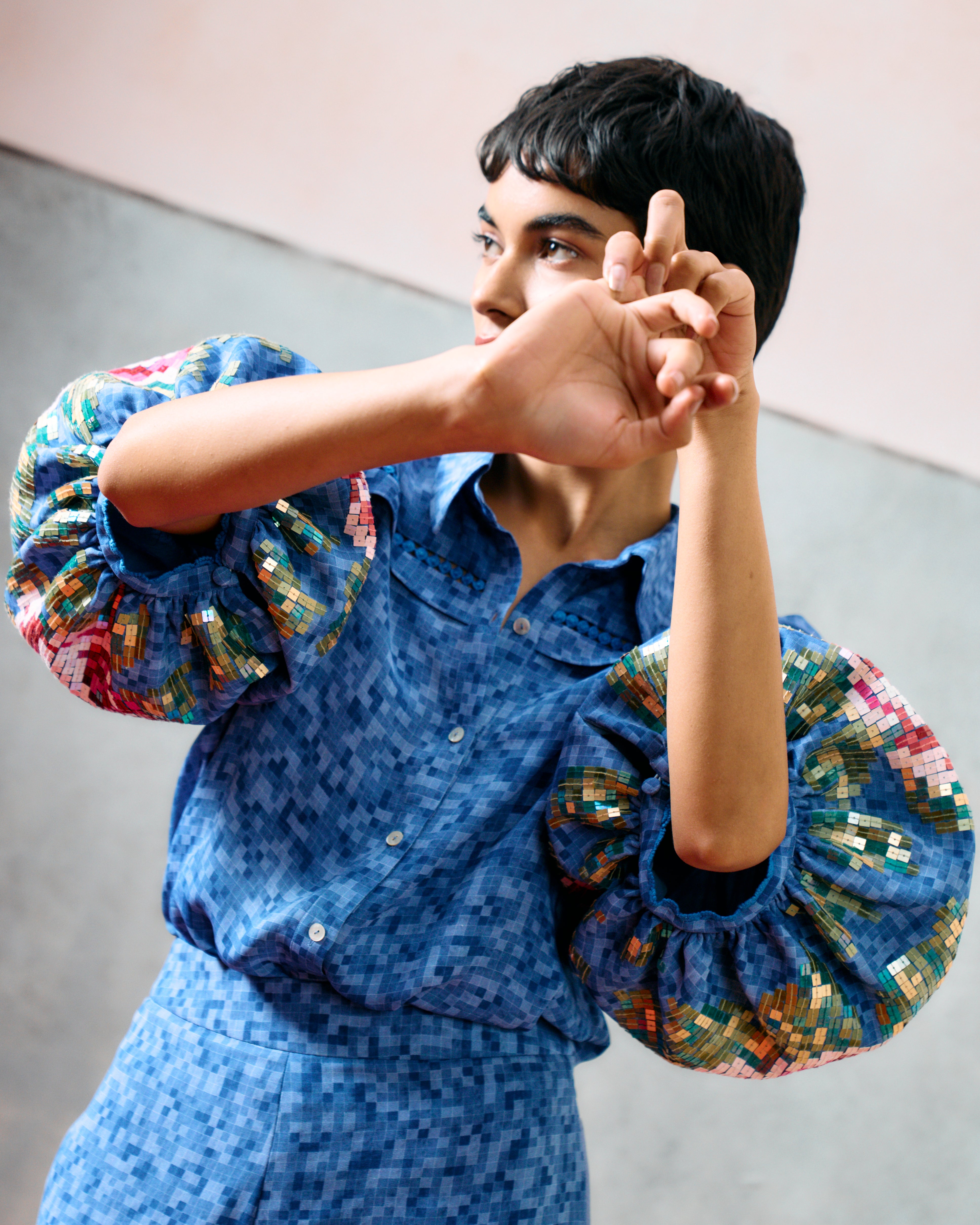 CAPRI BALLOON SHIRT BLUE