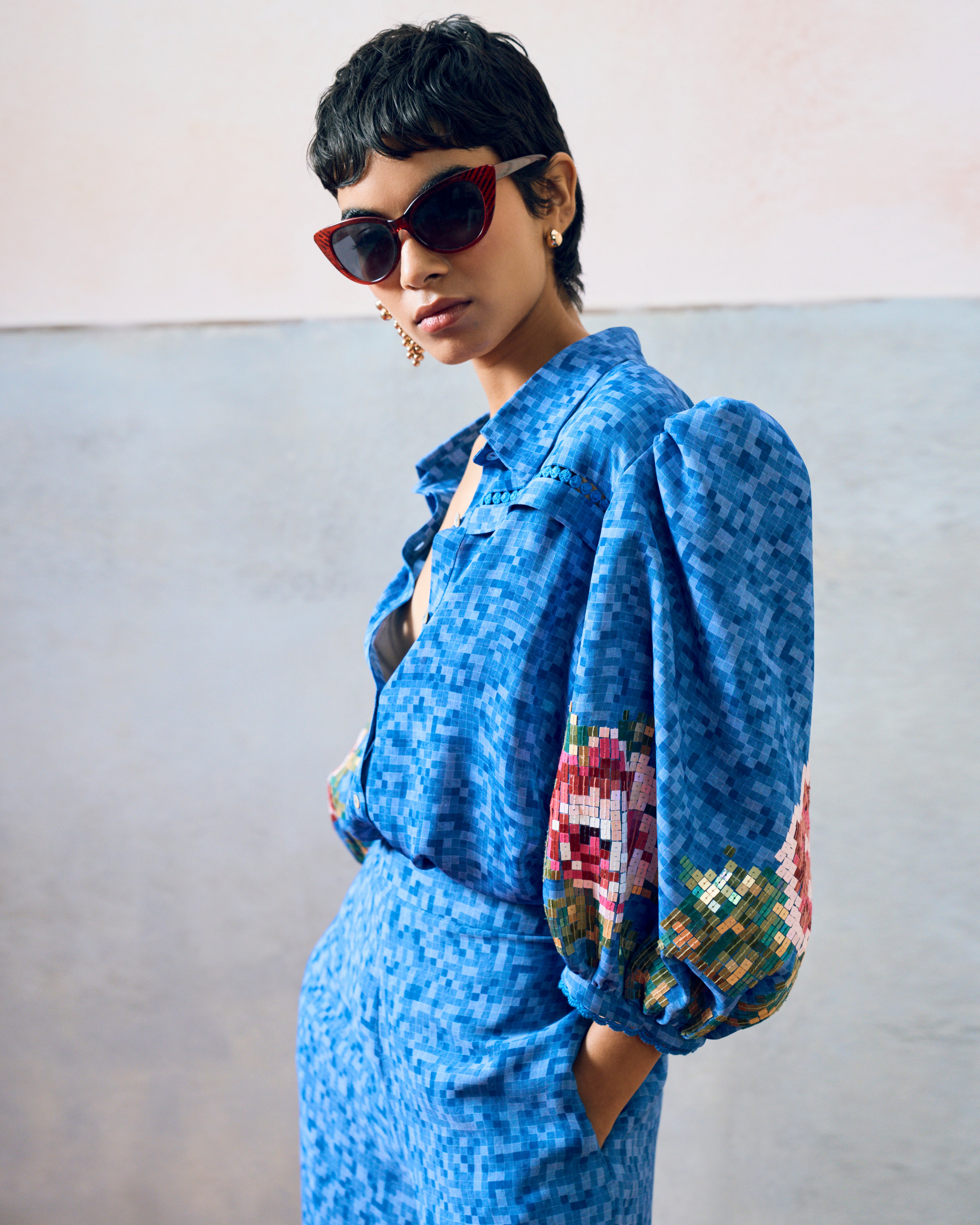 CAPRI BALLOON SHIRT BLUE