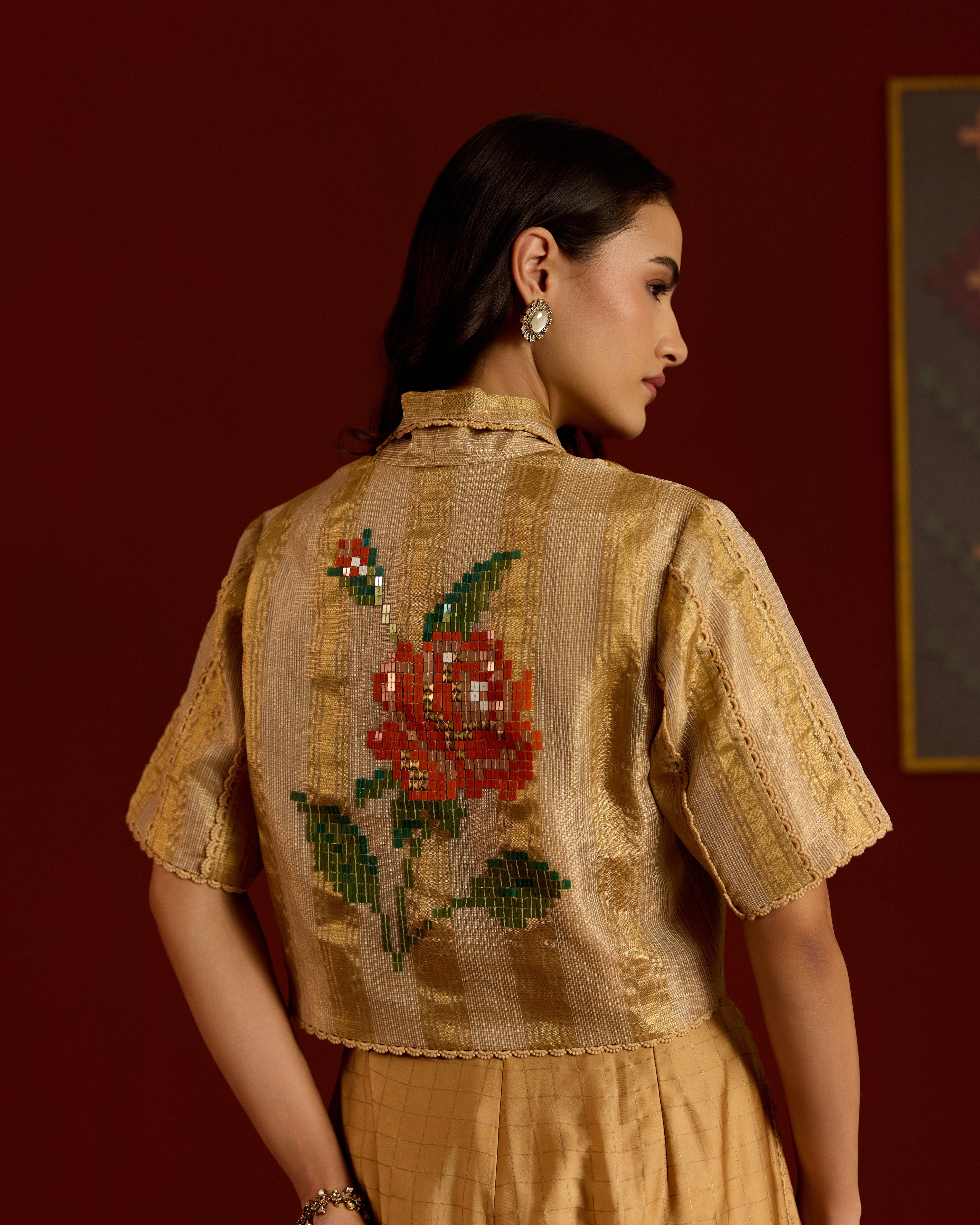 GOLD CROP BLAZER + SHARARA