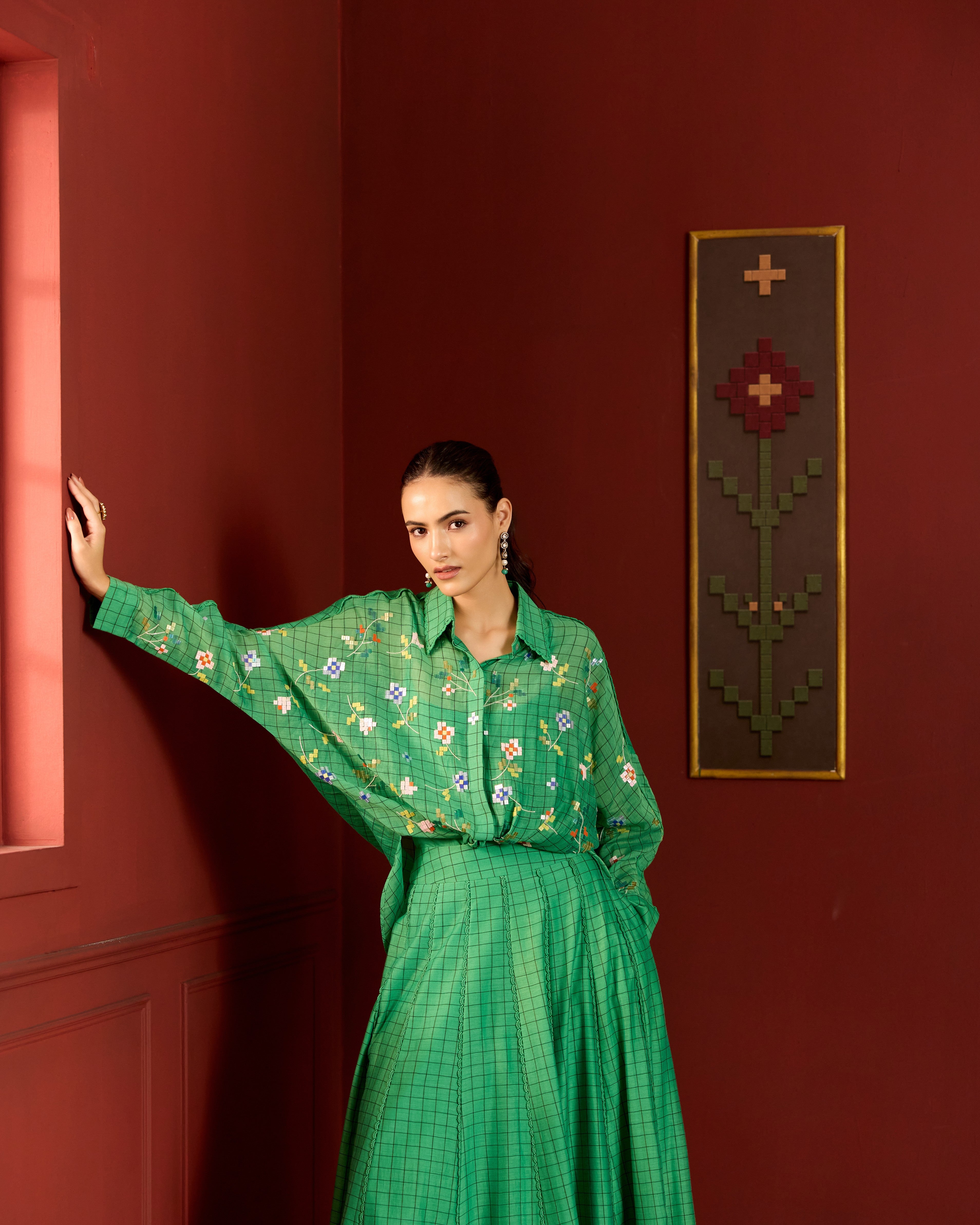 GREEN JAAL KIMONO