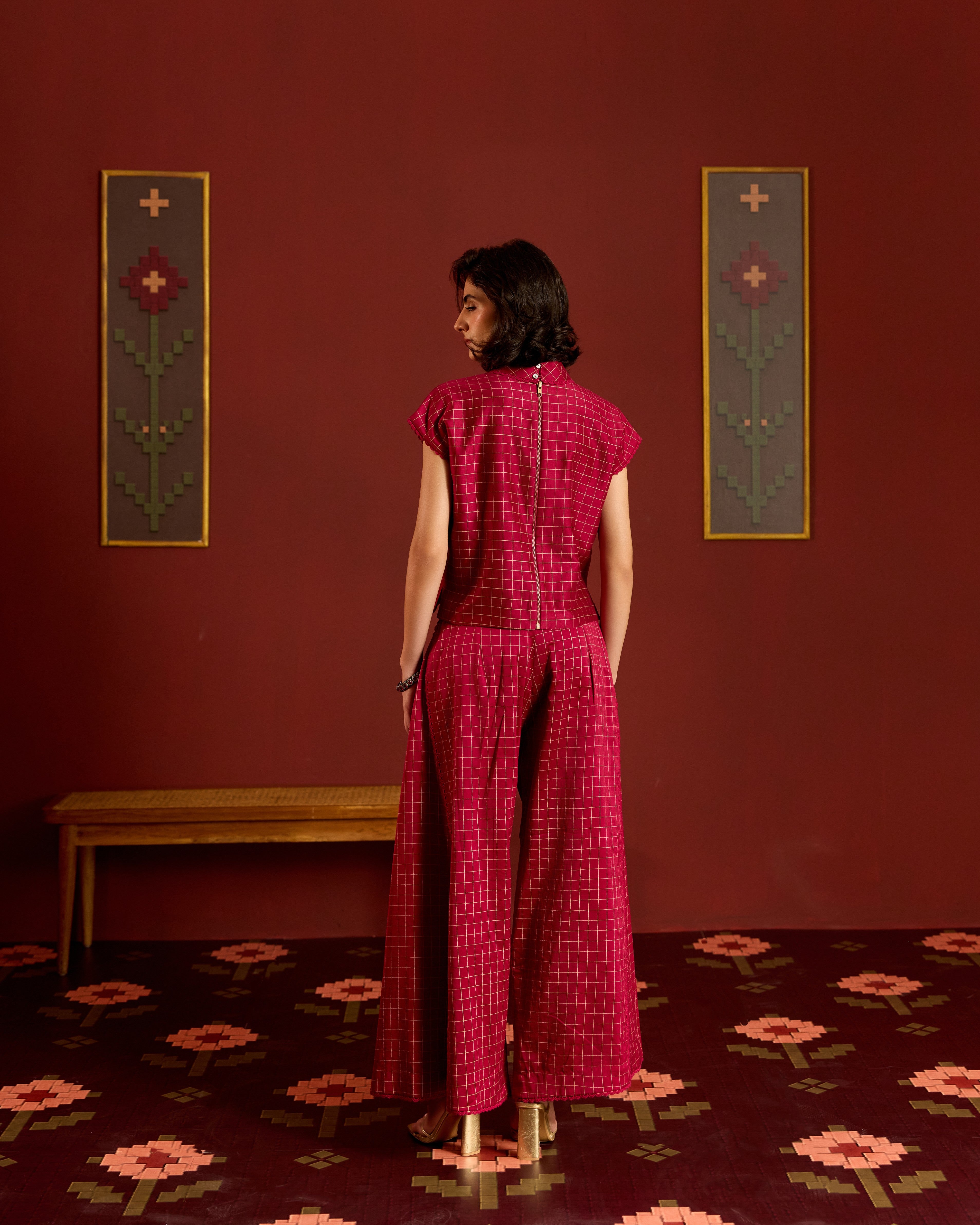 MAROON CROP TOP + SHARARA