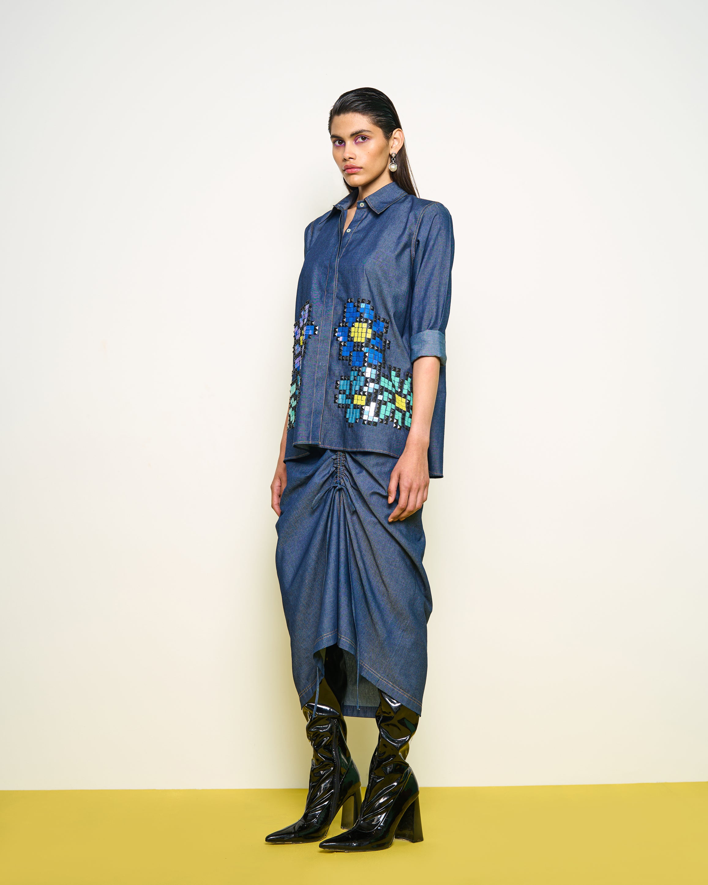 Denim Wildflower Shirt