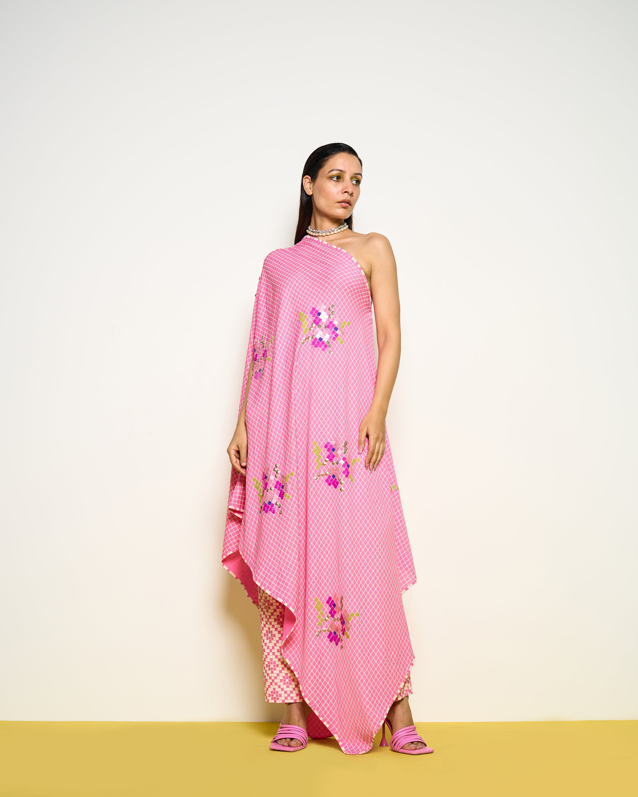 Pink one-shoulder co-ord set
