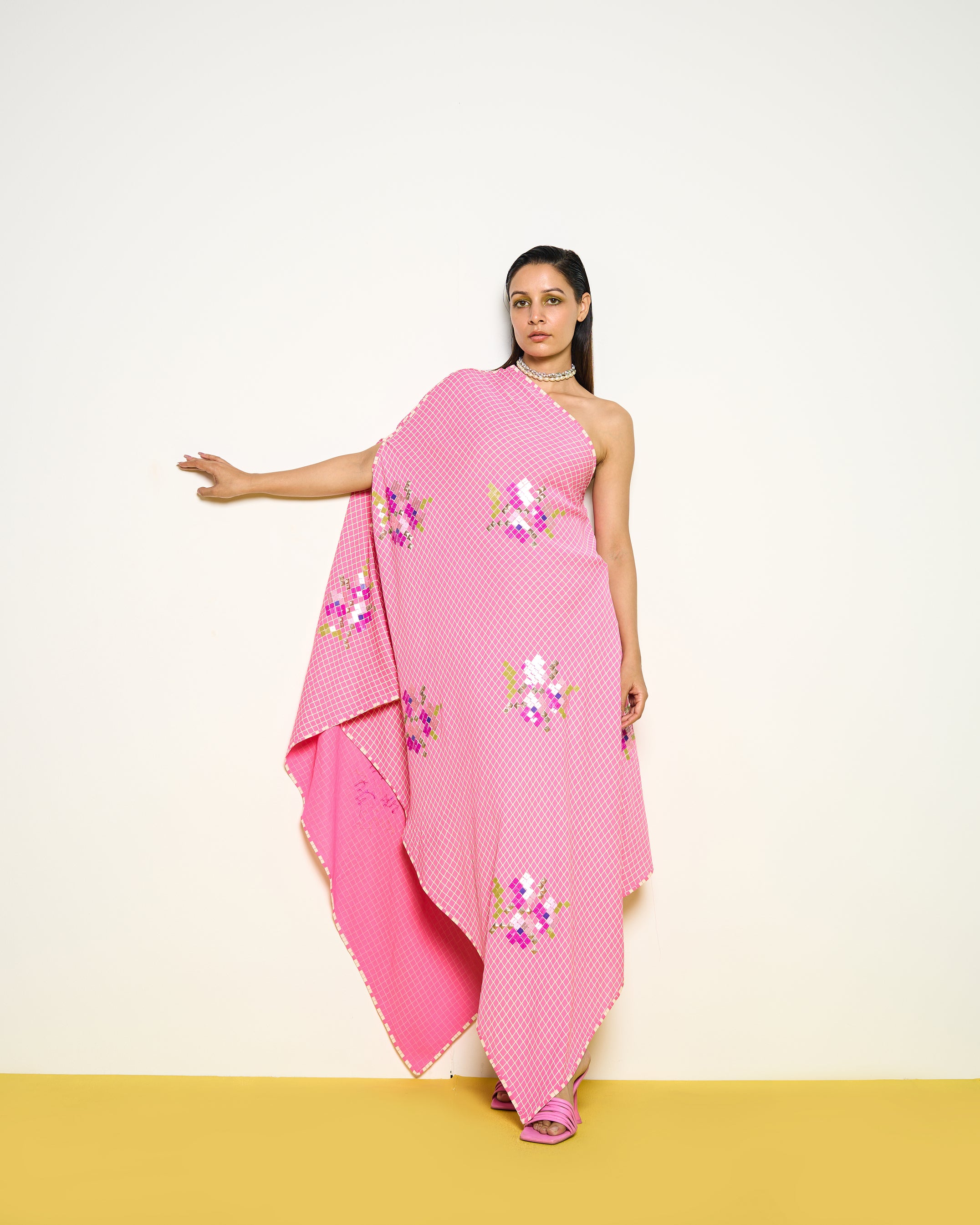 Pink one-shoulder co-ord set