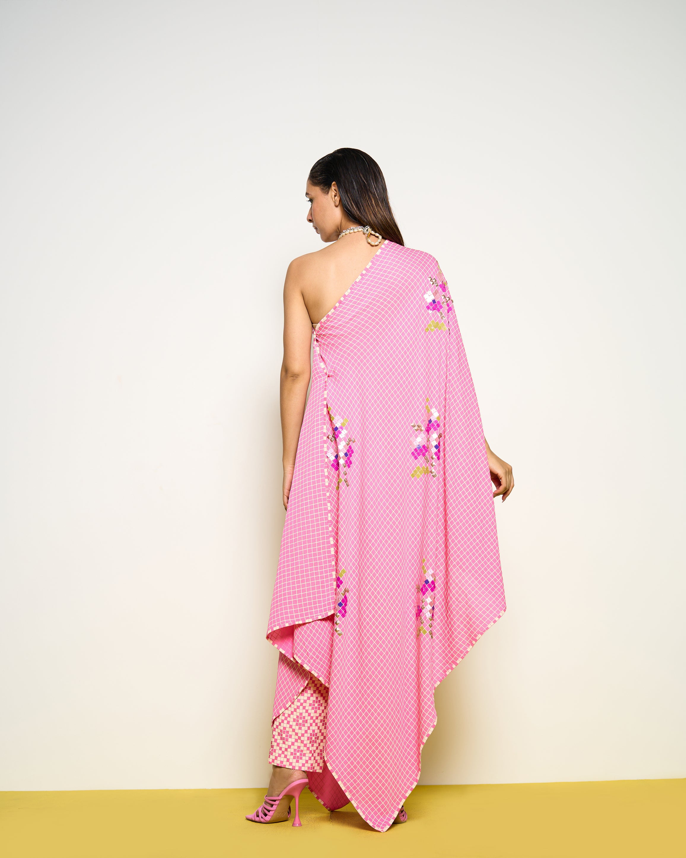 Pink one-shoulder co-ord set