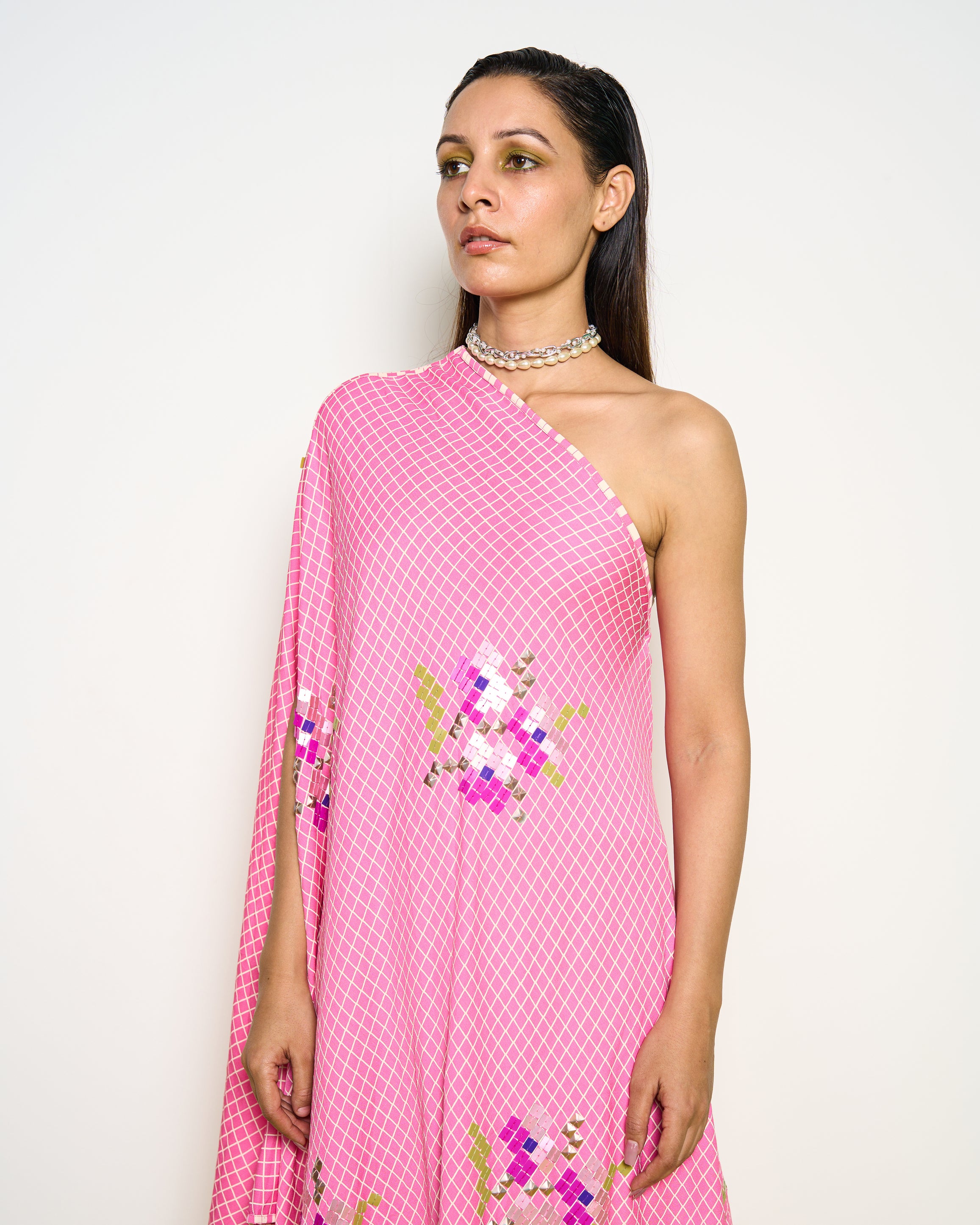 Pink one-shoulder co-ord set