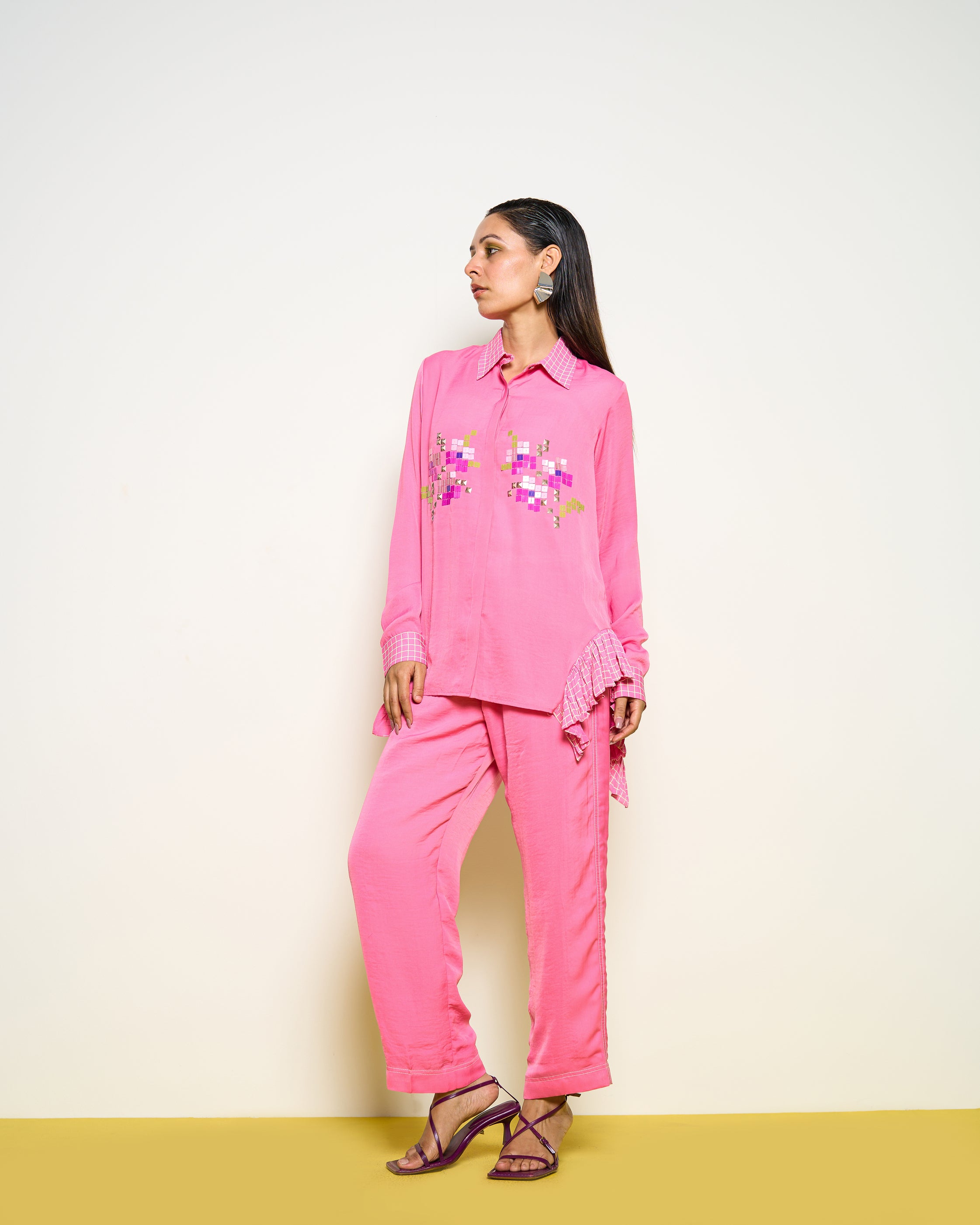 Pink Side Frill Co-ord Set