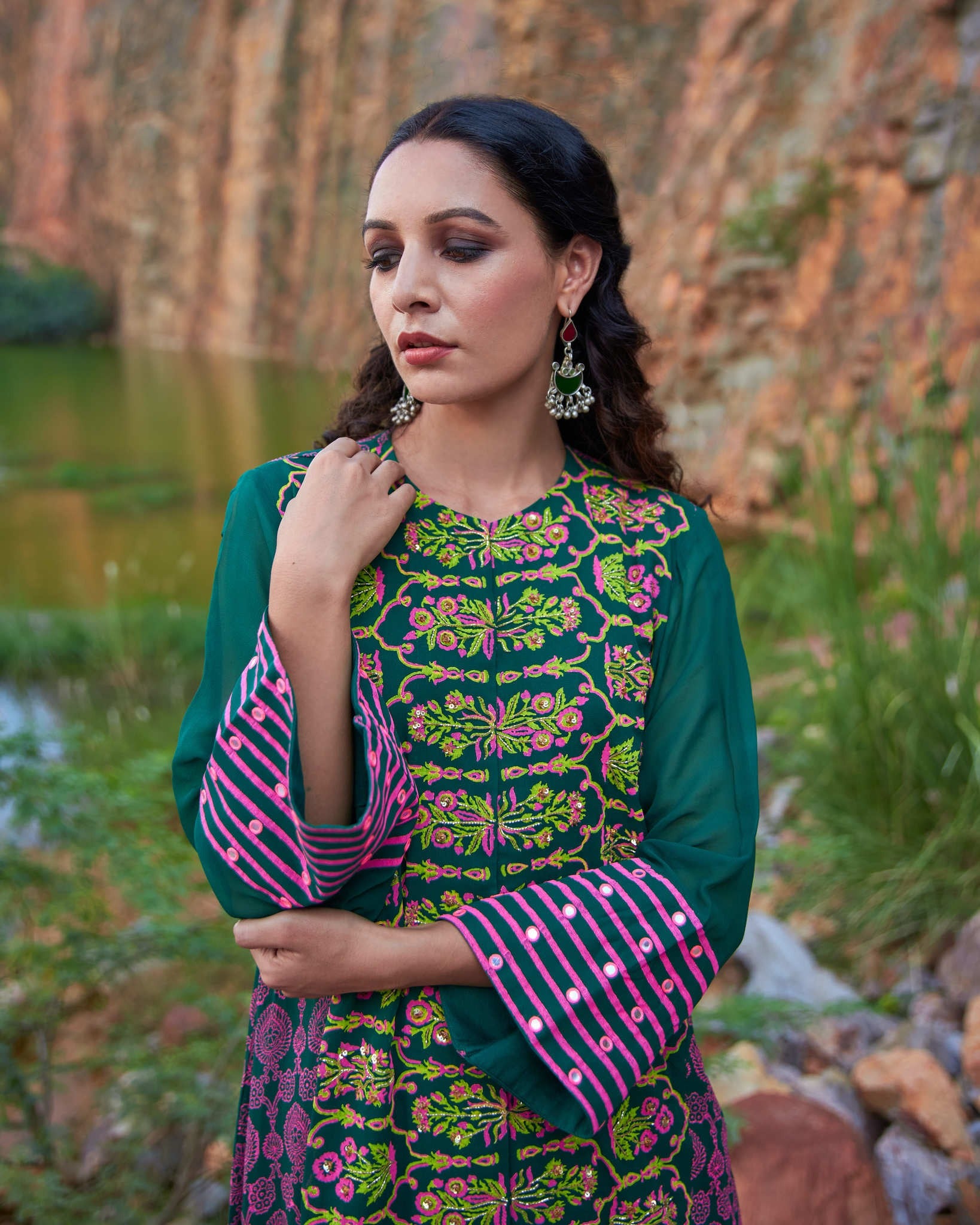 EMERALD MEHRAAB A-LINE KURTA SET