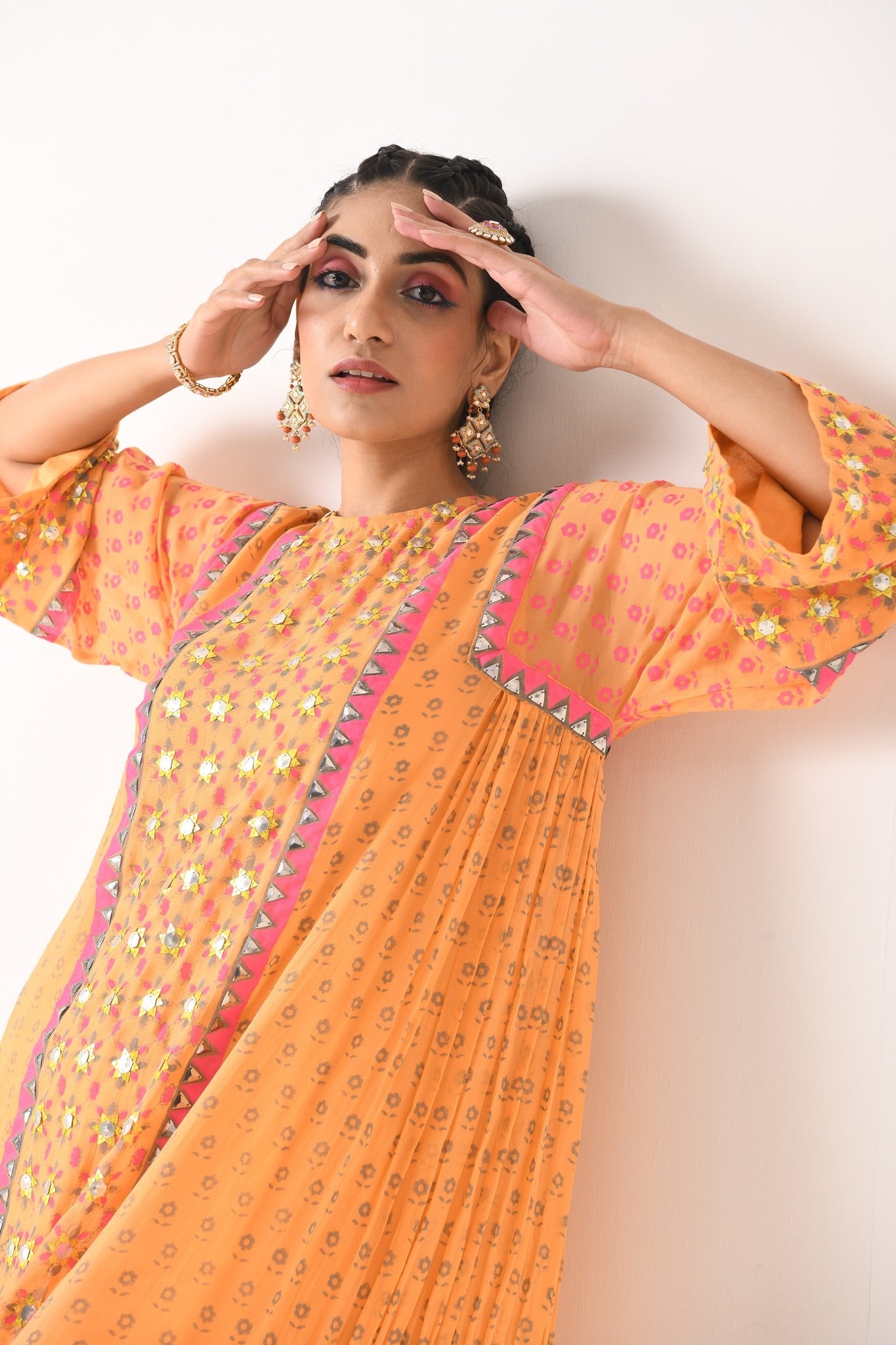 SORBET ORANGE STAR MOTIF CHOGA SET