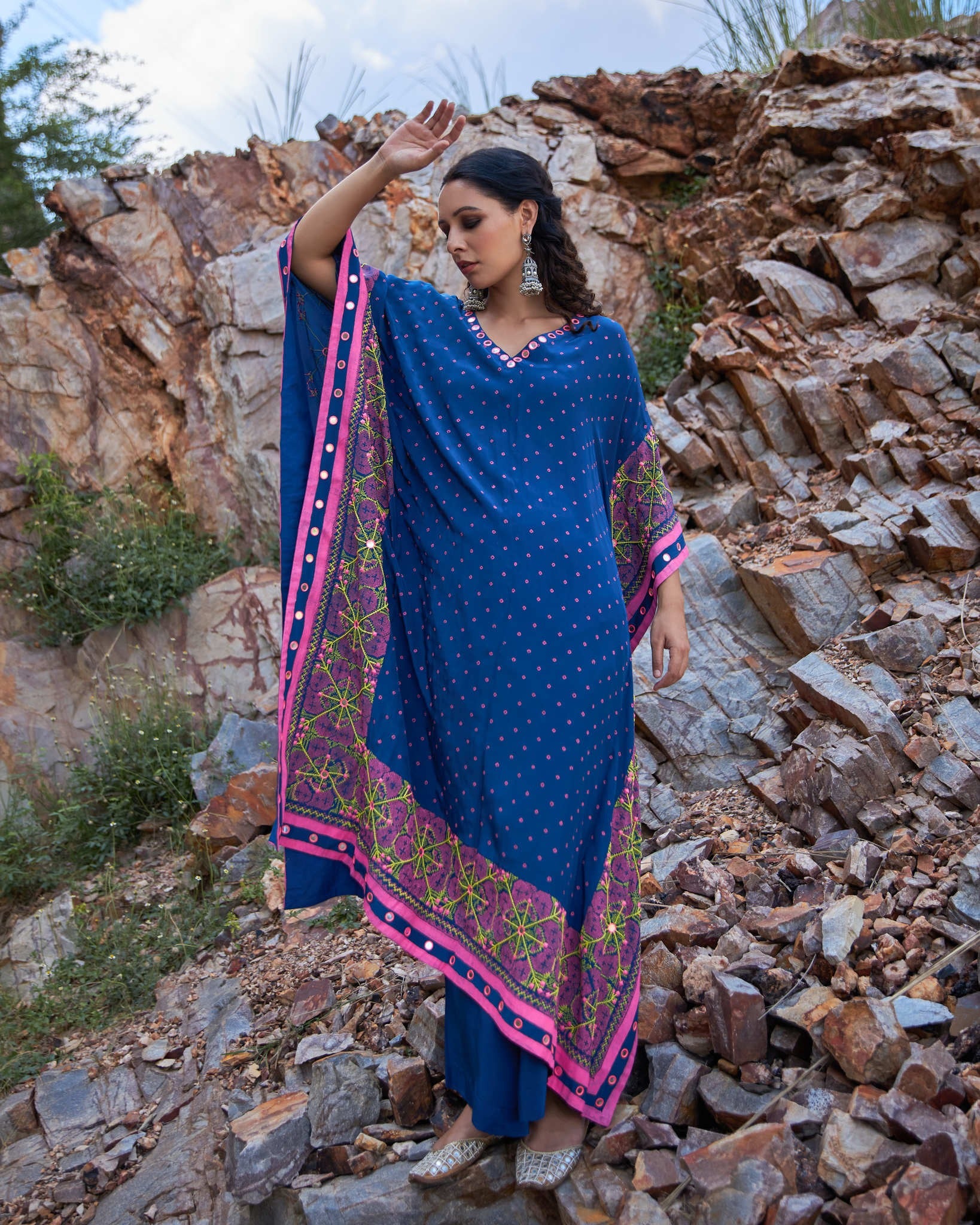 KUTCH BLUE BANDHEJ KAFTAAN