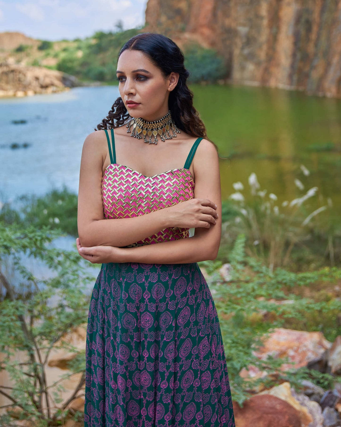 EMERALD MEHRAAB ANARKALI SET
