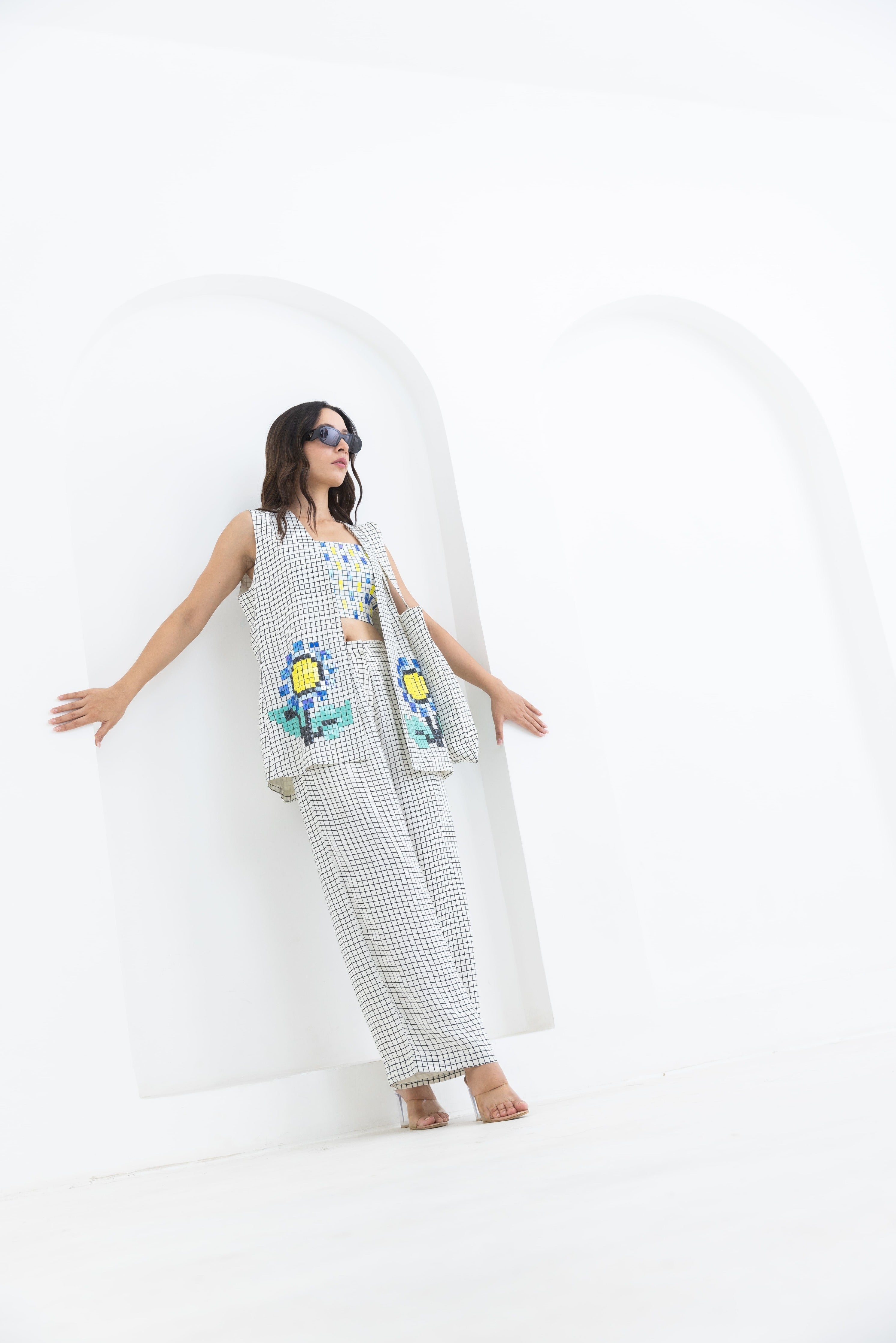 GRID SUNFLOWER JACKET+BUSTIER+PANTS