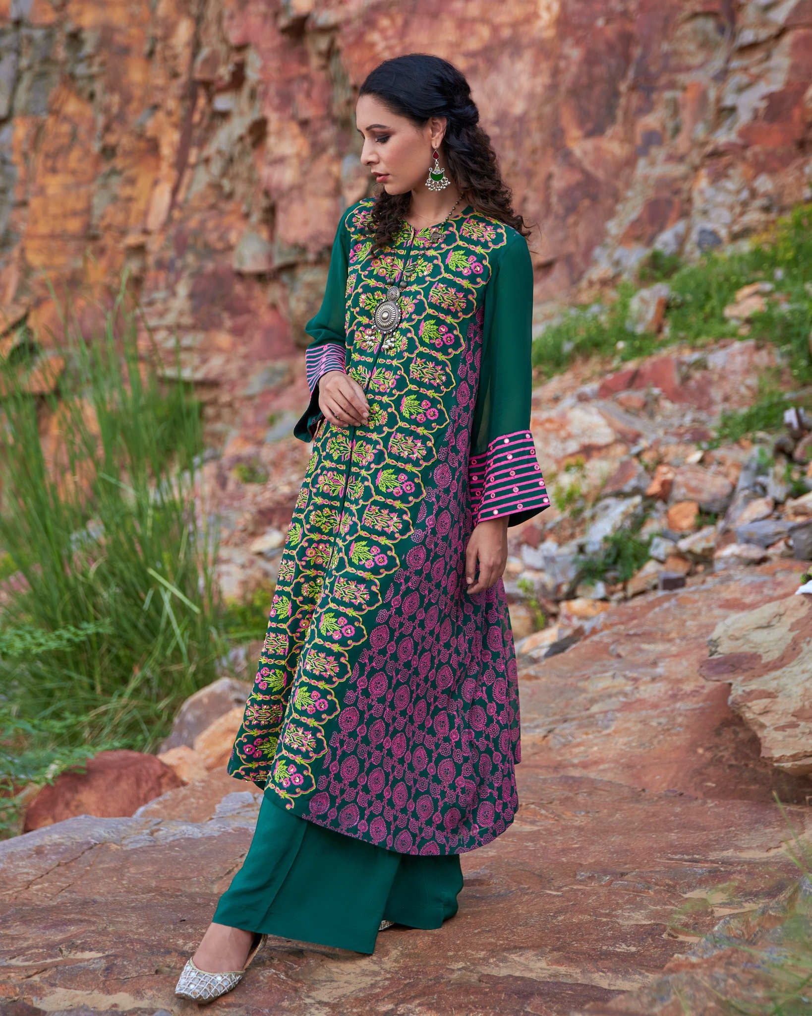 EMERALD MEHRAAB A-LINE KURTA SET