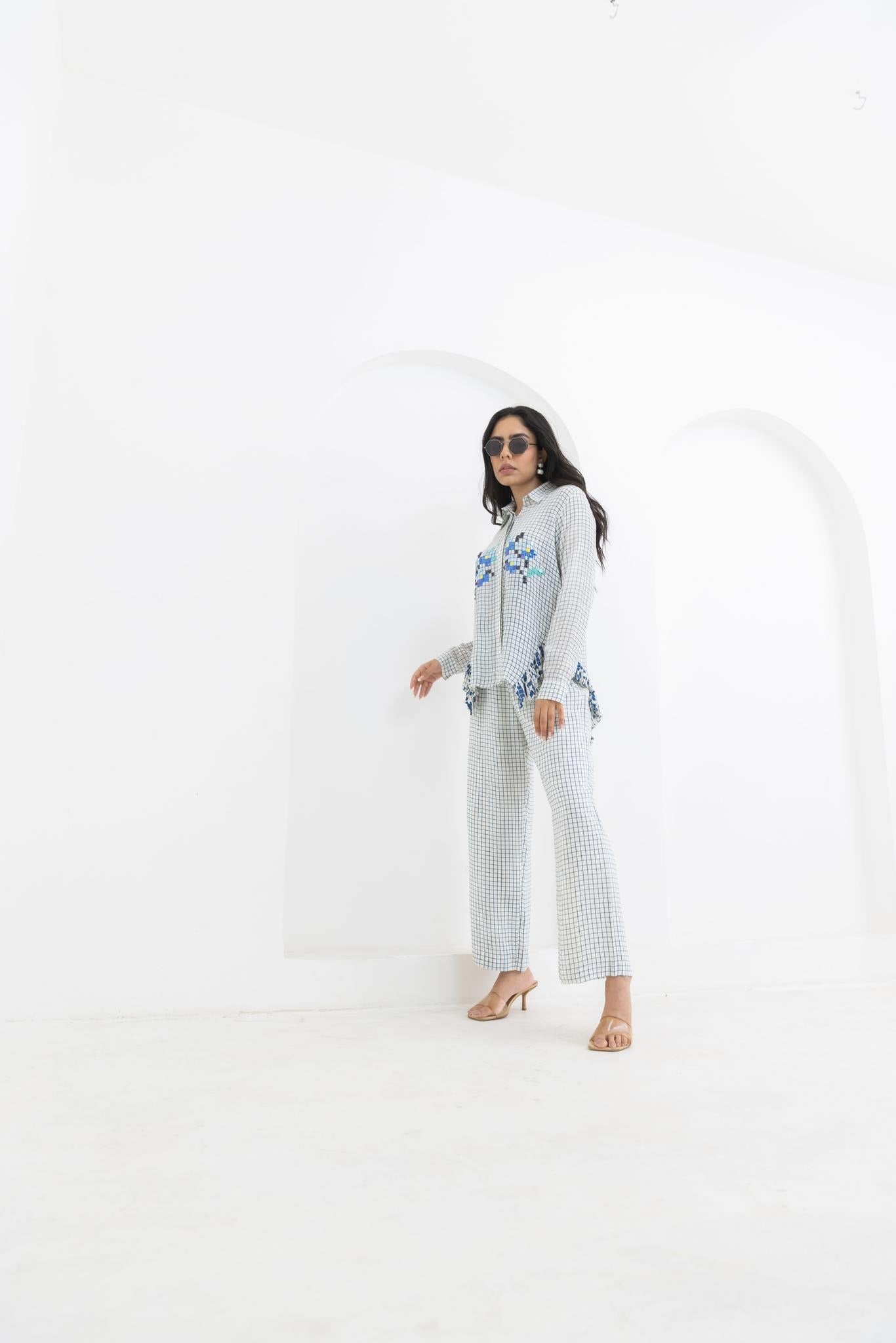 BLUE SIDE FRILL CO-ORD