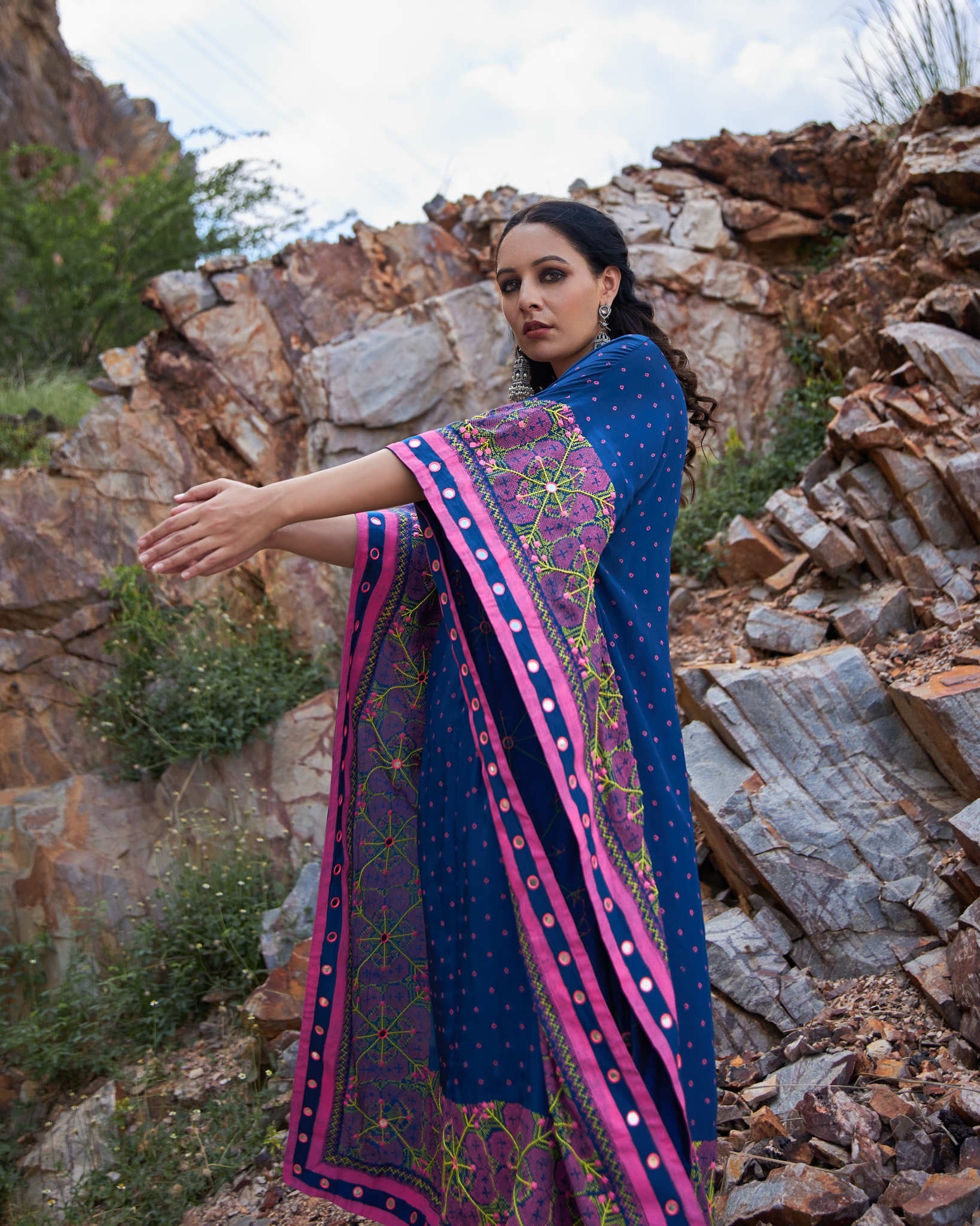 KUTCH BLUE BANDHEJ KAFTAAN