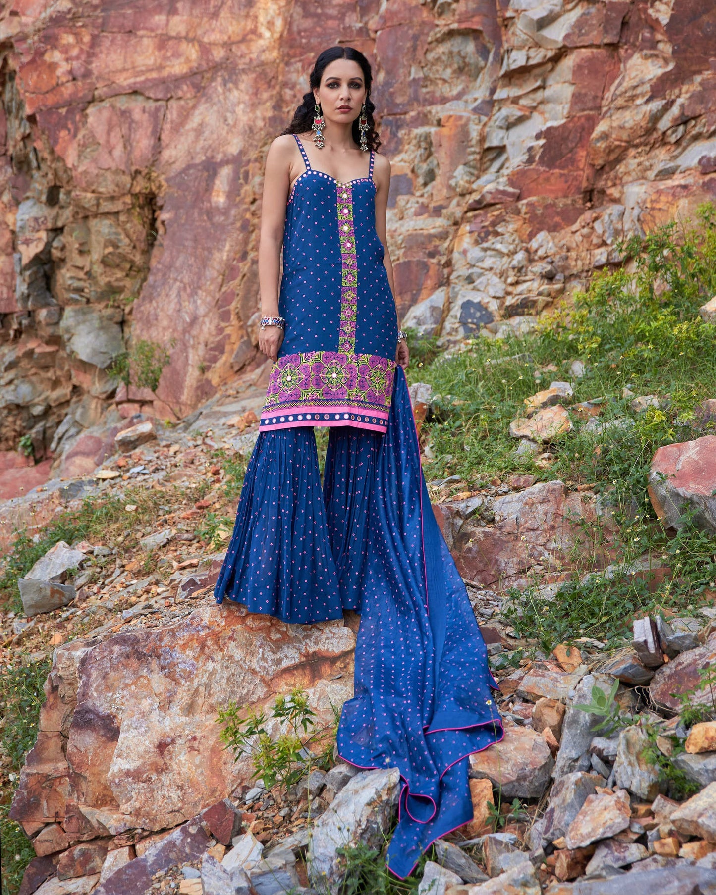 KUTCH BLUE BANDHEJ SHARARA SET