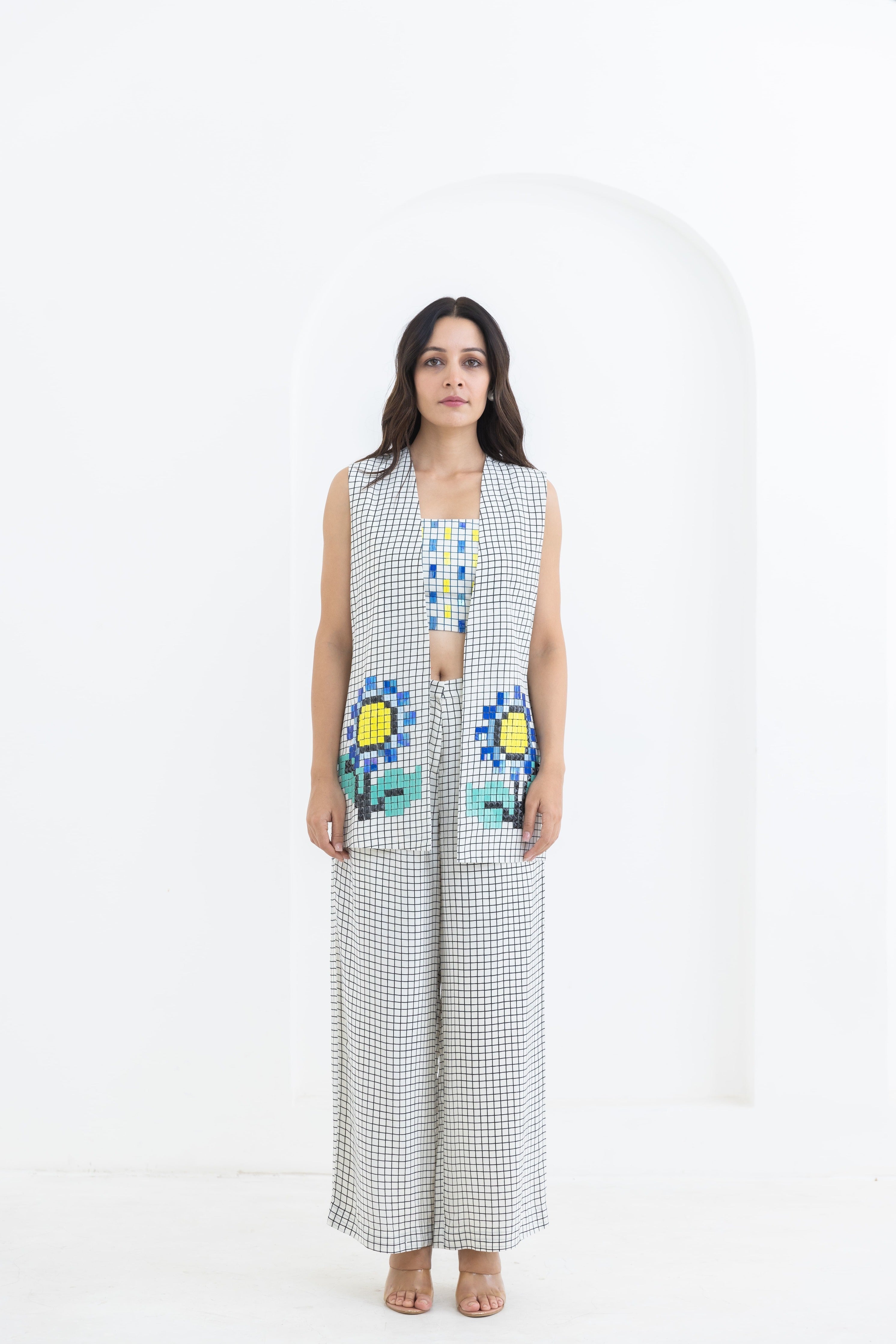 GRID SUNFLOWER JACKET+BUSTIER+PANTS