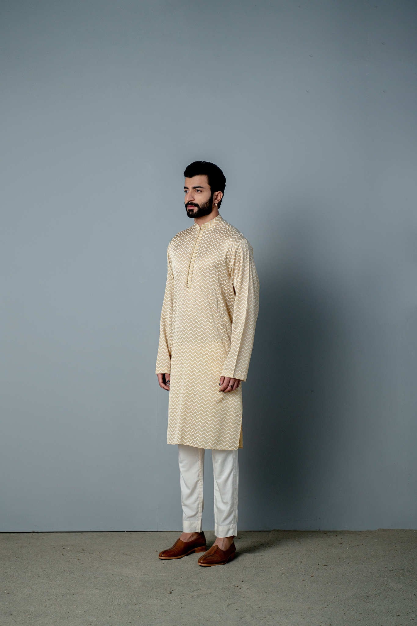 IVORY ZIG ZAG KURTA SET