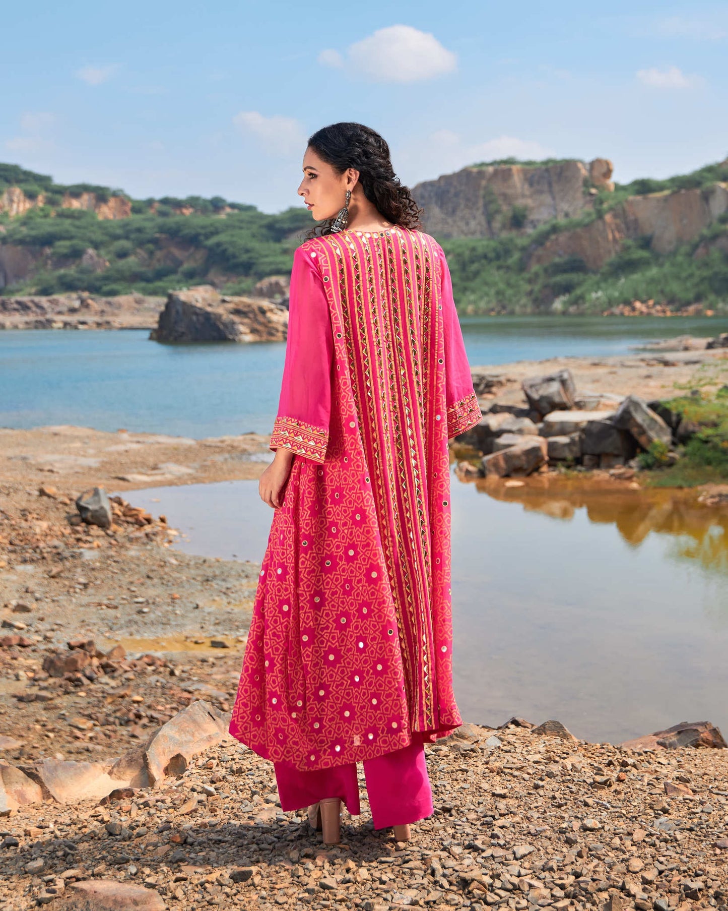HOT PINK A-LINE KURTA SET