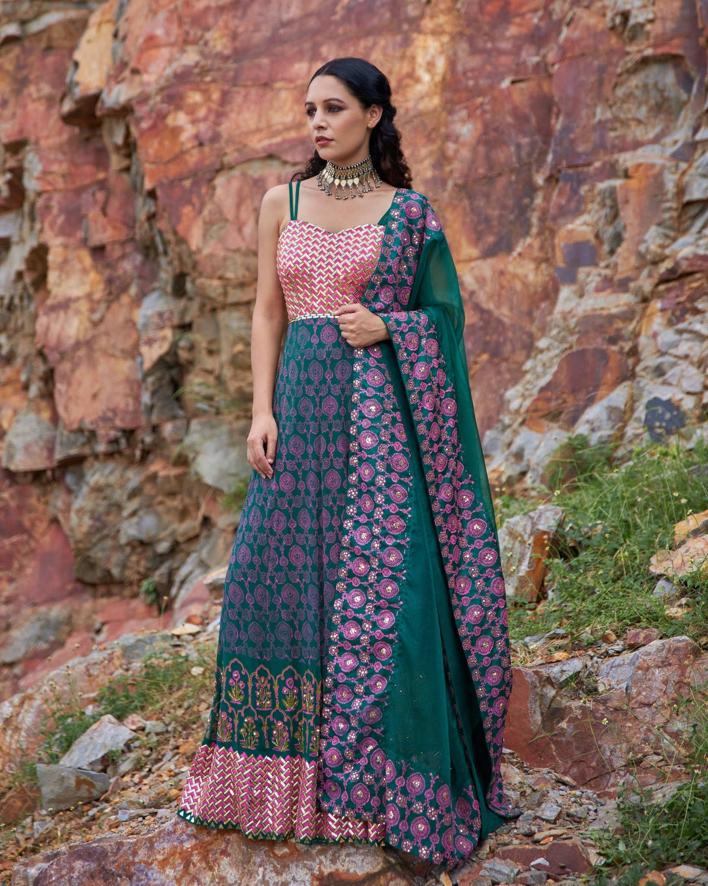 EMERALD MEHRAAB ANARKALI SET
