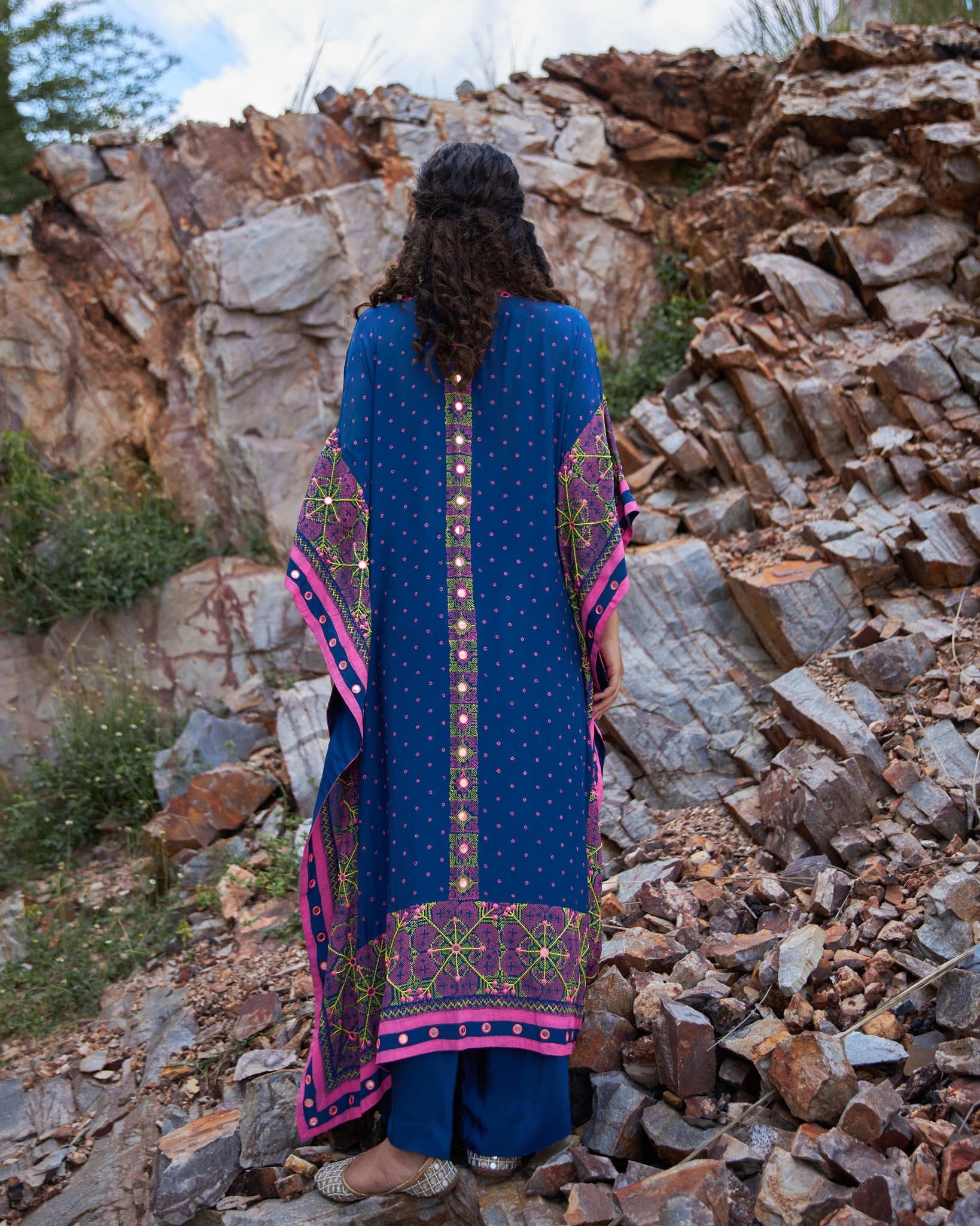 KUTCH BLUE BANDHEJ KAFTAAN