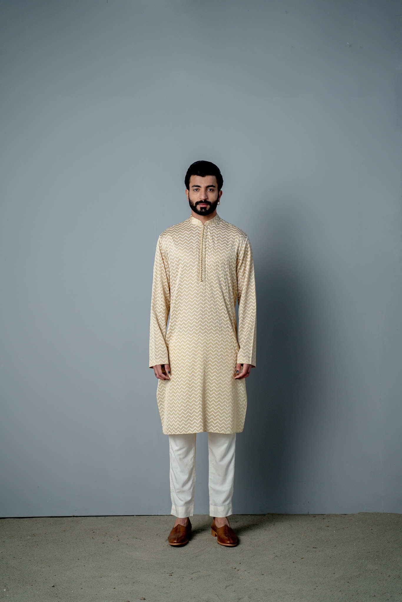 IVORY ZIG ZAG KURTA SET