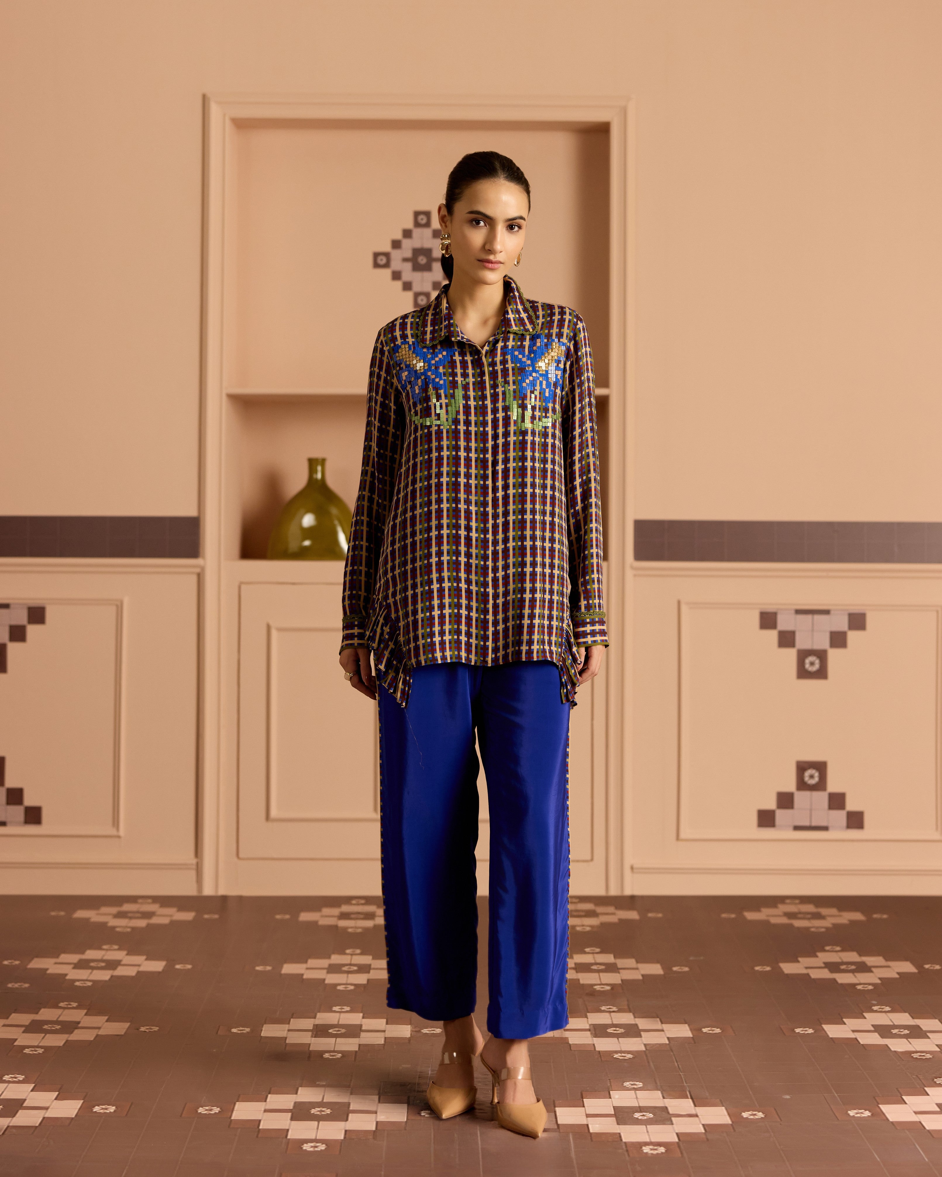 BLUE SIDE FRILL CO-ORD SET